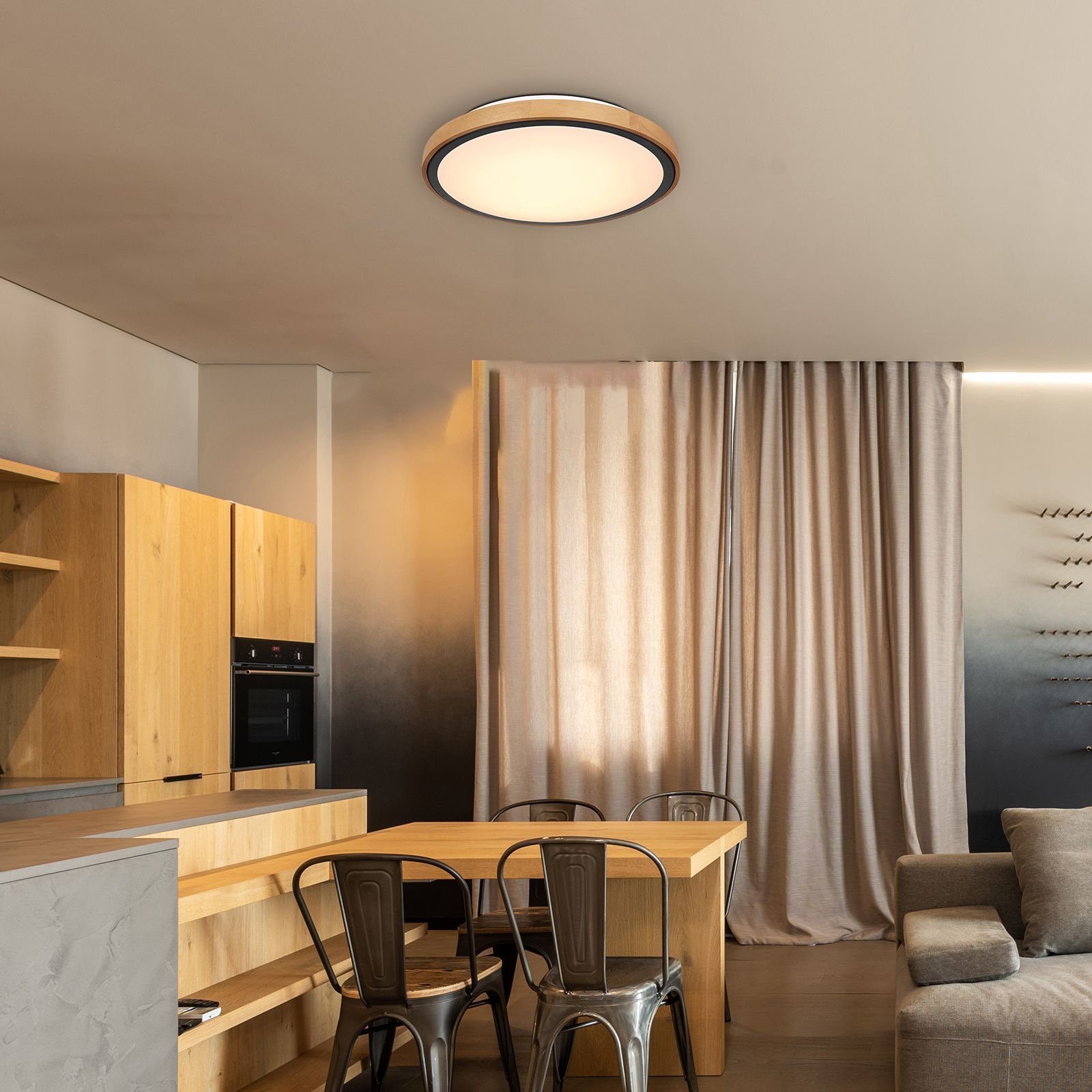 Globo Deckenleuchte GLOBO Wohnzimmer LED Deckenleuchte Schlafzimmer Deckenlampe Holz