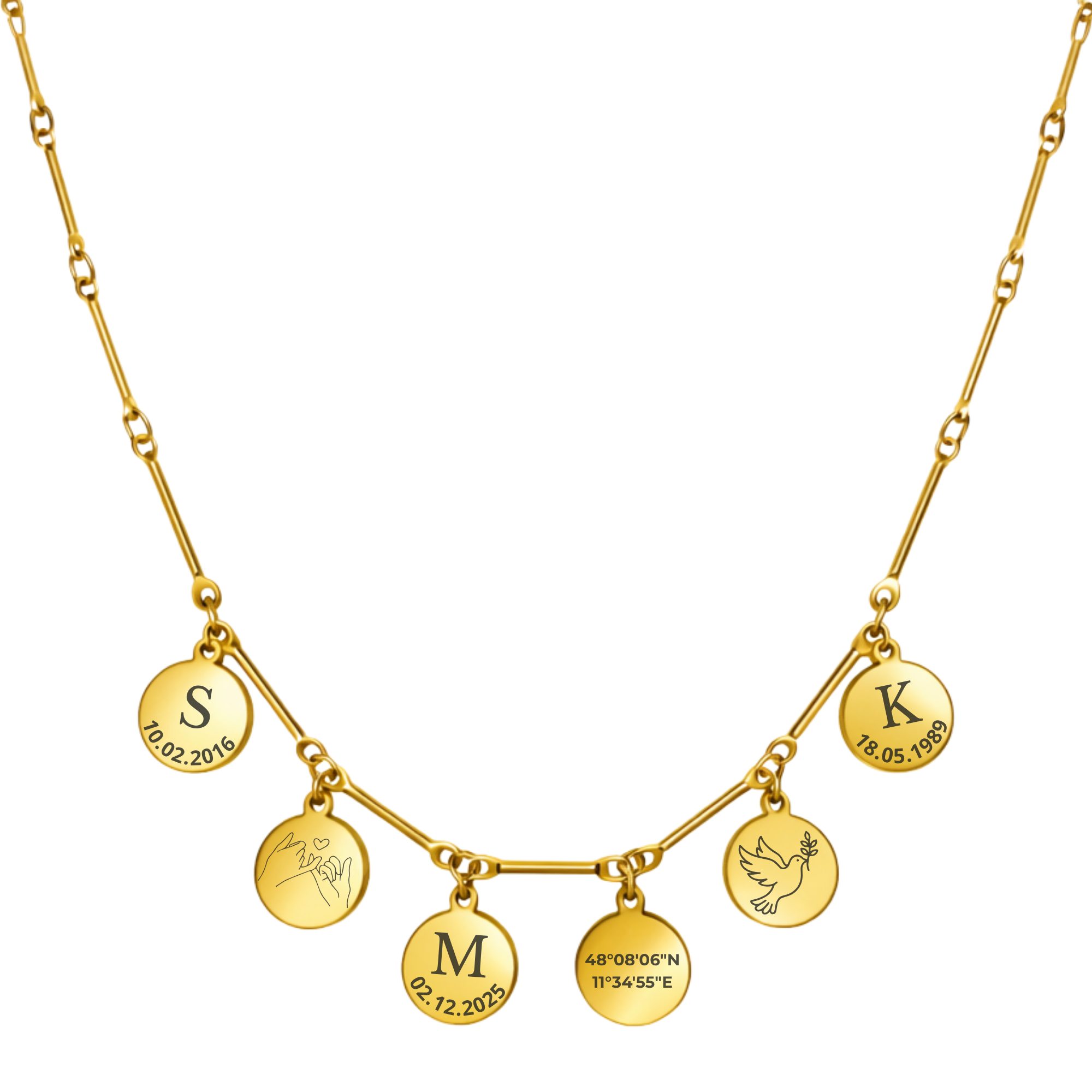 BS Schmuckdesign Kette mit Anhänger mit Gravur Halskette personalisiert Gravurkette persönliche Kette 18K vergoldet (inkl. Gravur), personalisiert inkl. Geschenkbox
