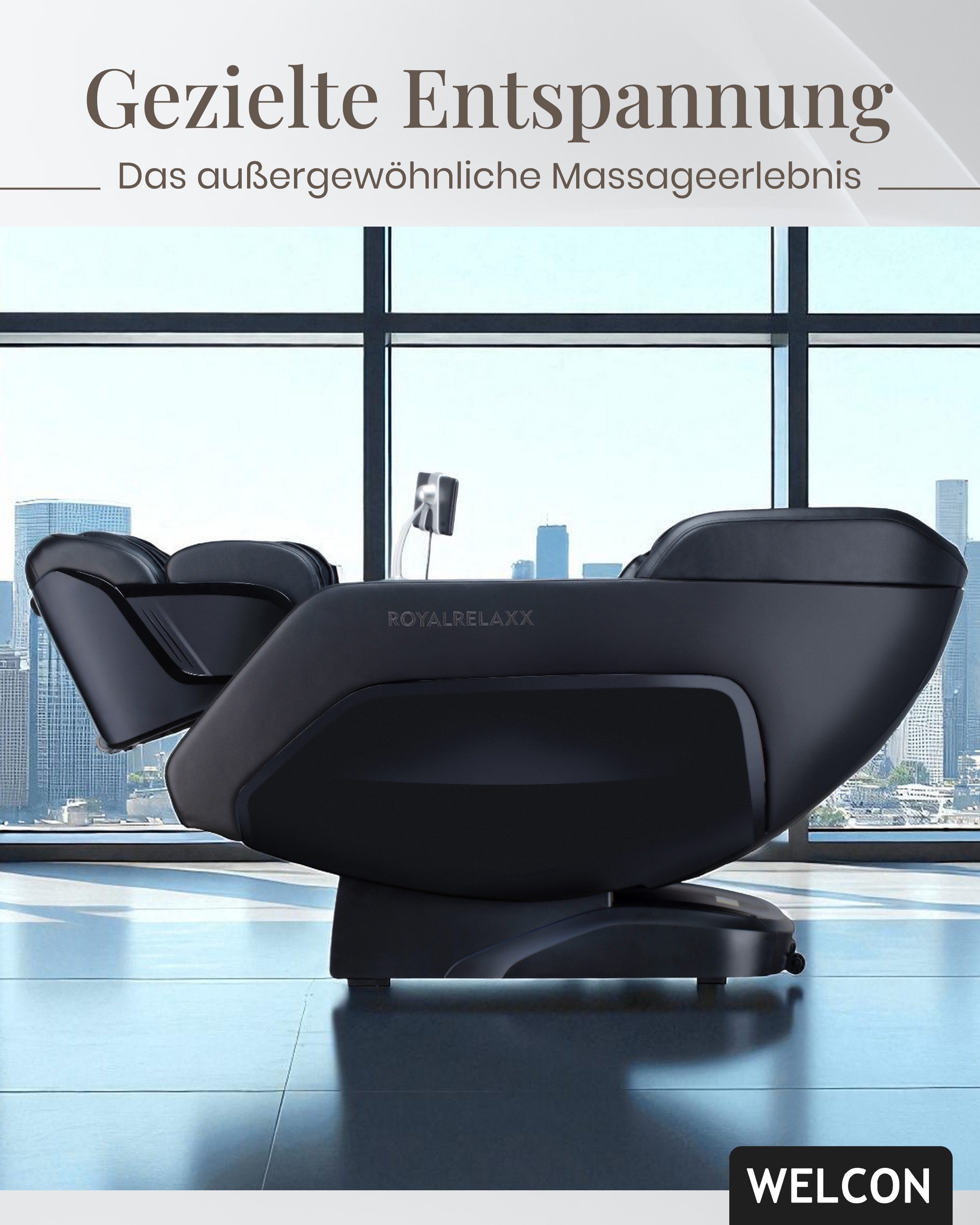 WELCON Massagesessel WELCON ROYALRELAXX 4D Massagesessel mit Zero Gravity & Wärme, 24 Programme