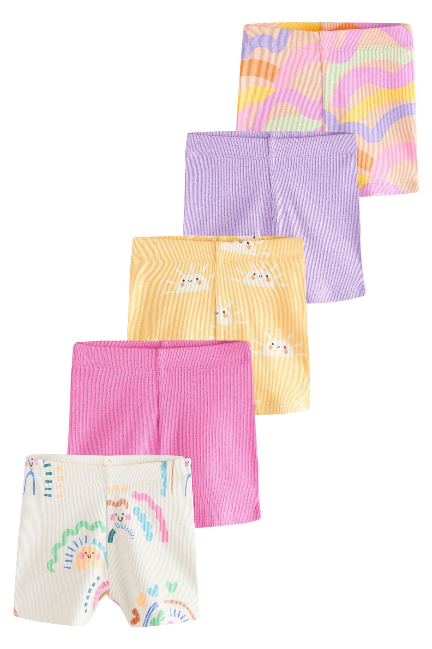 Shorts Gerippte Radlershorts, 5er-Pack