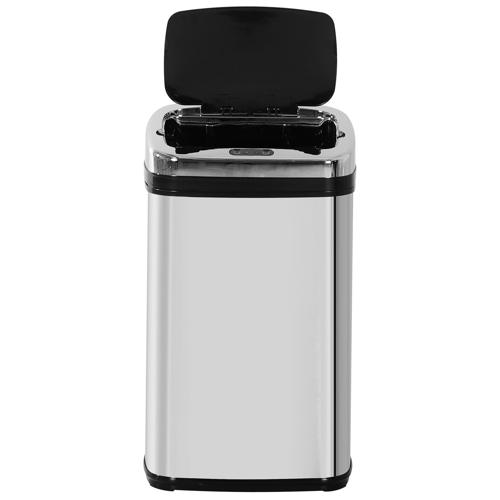 HOMCOM Mülleimer Edelstahl Automatik Sensor Abfalleimer, Schwarz+Silber 33 x 25 x 58 cm