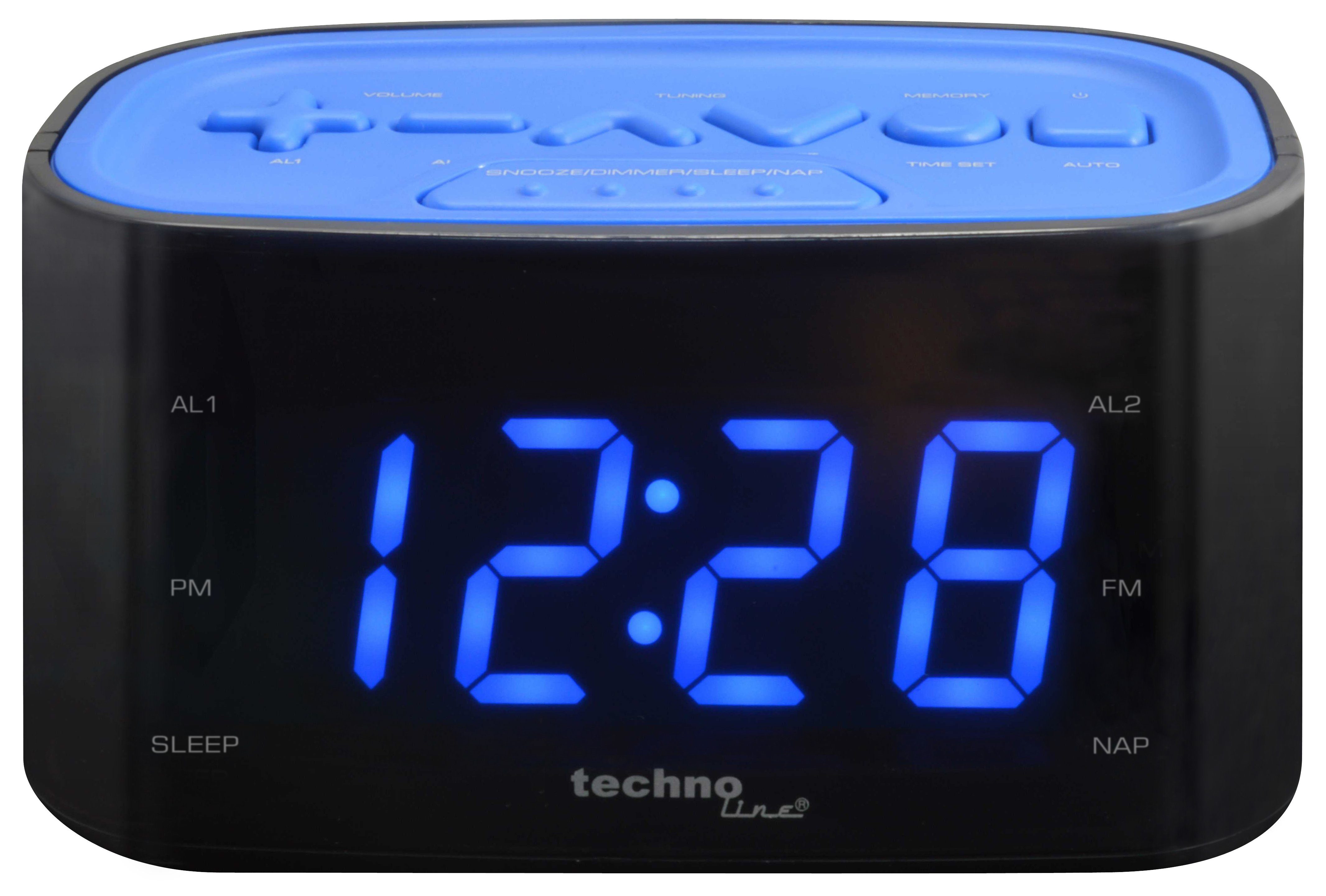 Senderspeicher Sleep-Timer WT blau Radiowecker und technoline mit 465
