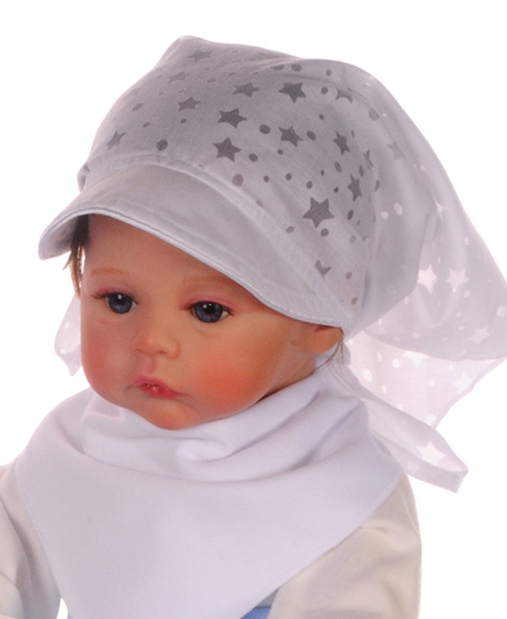 La Bortini Kopftuch Baby und Kinder Kopftuch Dreieckstuch Sommer Tuch zum Binden, Bandana in weiß mit Sternchen Muster, one size, leicht, sommerlich