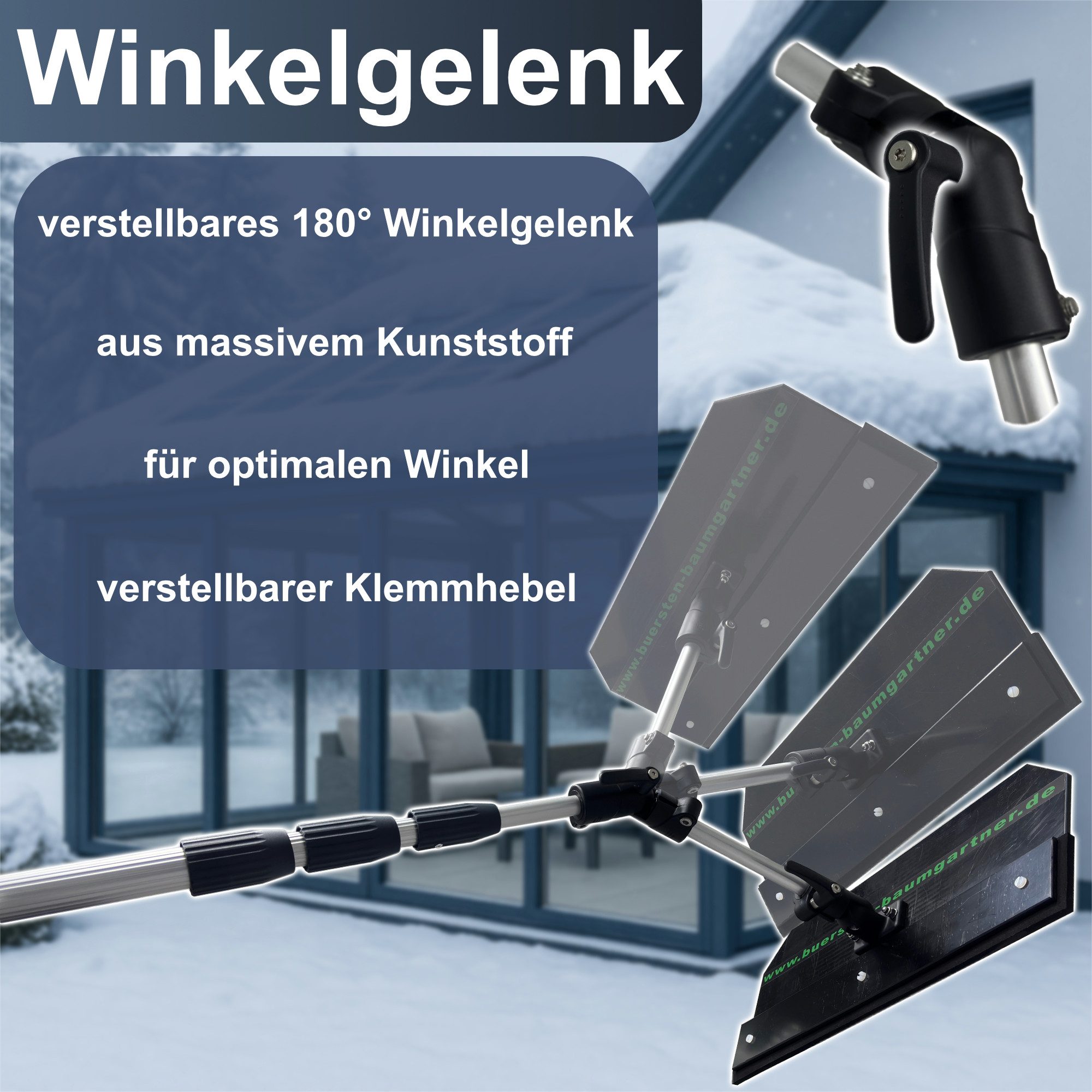 Bürsten-Baumgartner Schneeräumer PREMIUM-Set Dachräumer, 50 cm Arbeitsbreite, (Komplettset, 3-tlg), für Solaranlagen, Hausdächer, Wintergärten, Glasflächen und  – Bild 4 von 5