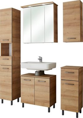 Saphir Spiegelschrank Quickset 919 Badschrank, 3 Spiegeltüren, 6 Einlegeböden, 65 cm breit inkl. LED-Beleuchtung, Türdämpfer, Schalter-/Steckdosenkombination