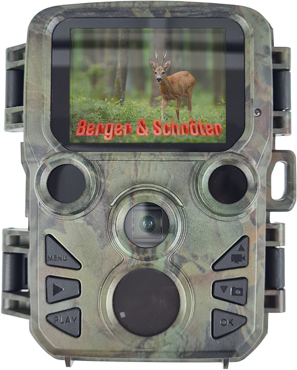 Berger & Schröter Wildkamera Mini 20 MP, 32 GB, Full HD (Revier, Wildwechsel, 24-Stunden-Überwachung, Wildbeobachtung, Wald, Kirrung, Naturbeobachtung, Zeitraffer und Wandhalterung)