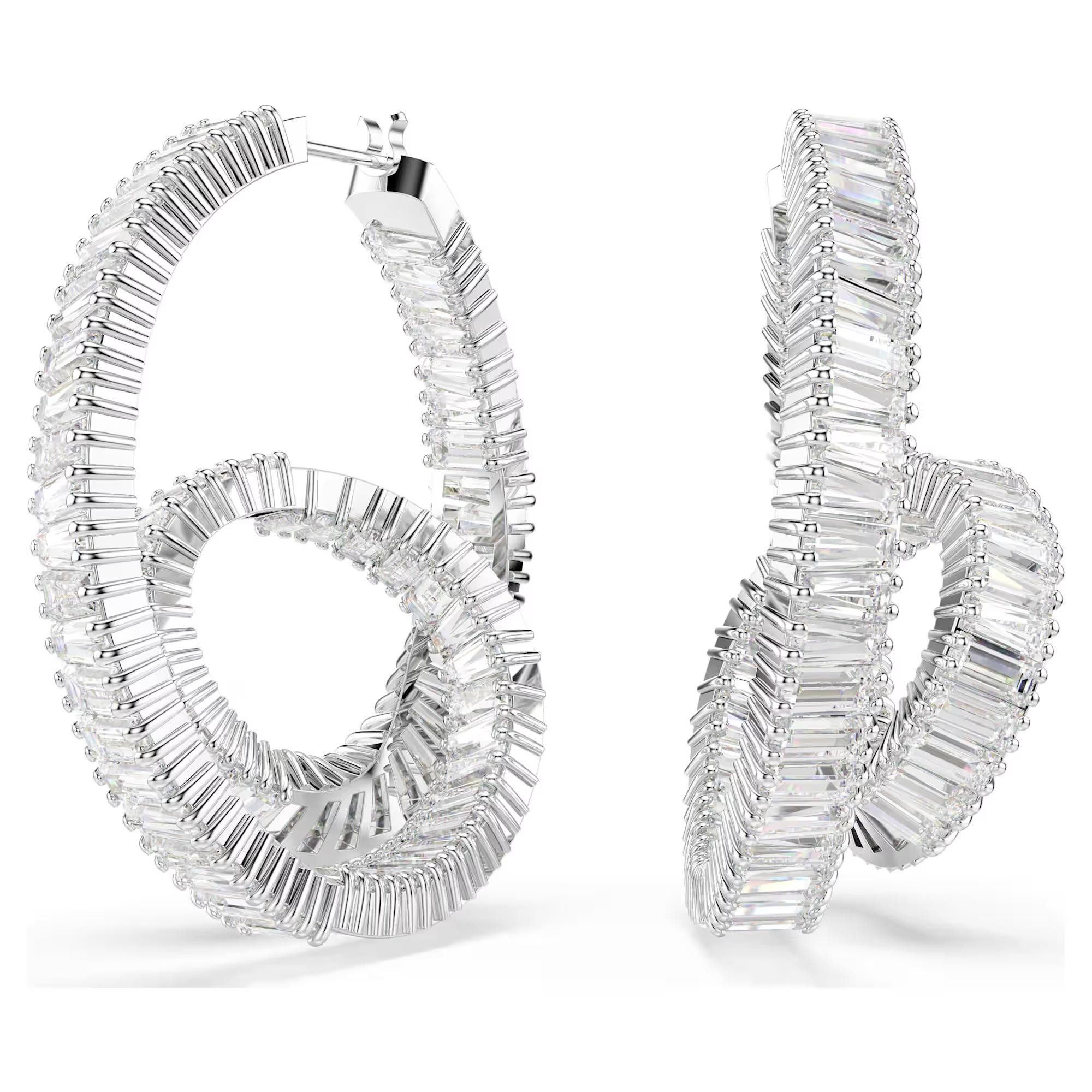 Ohrring-Set Swarovski Creolen Matrix 5727113 Baguette-Schliff, Rhodiniert