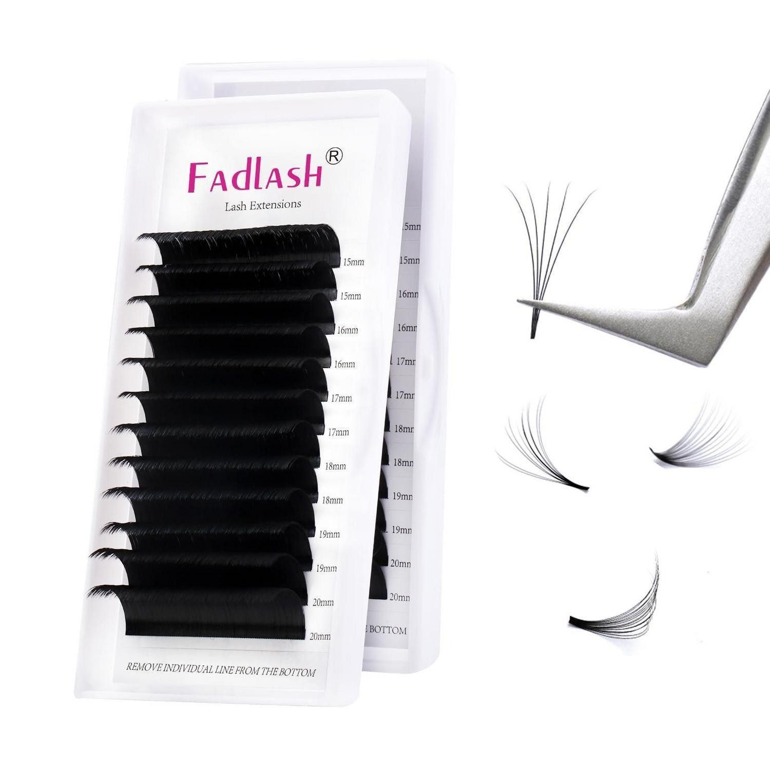 LuxusKollektion Einzelwimpern Wimpernverlängerung Selbstfächernd DD 0.05mm Schwarz Mix