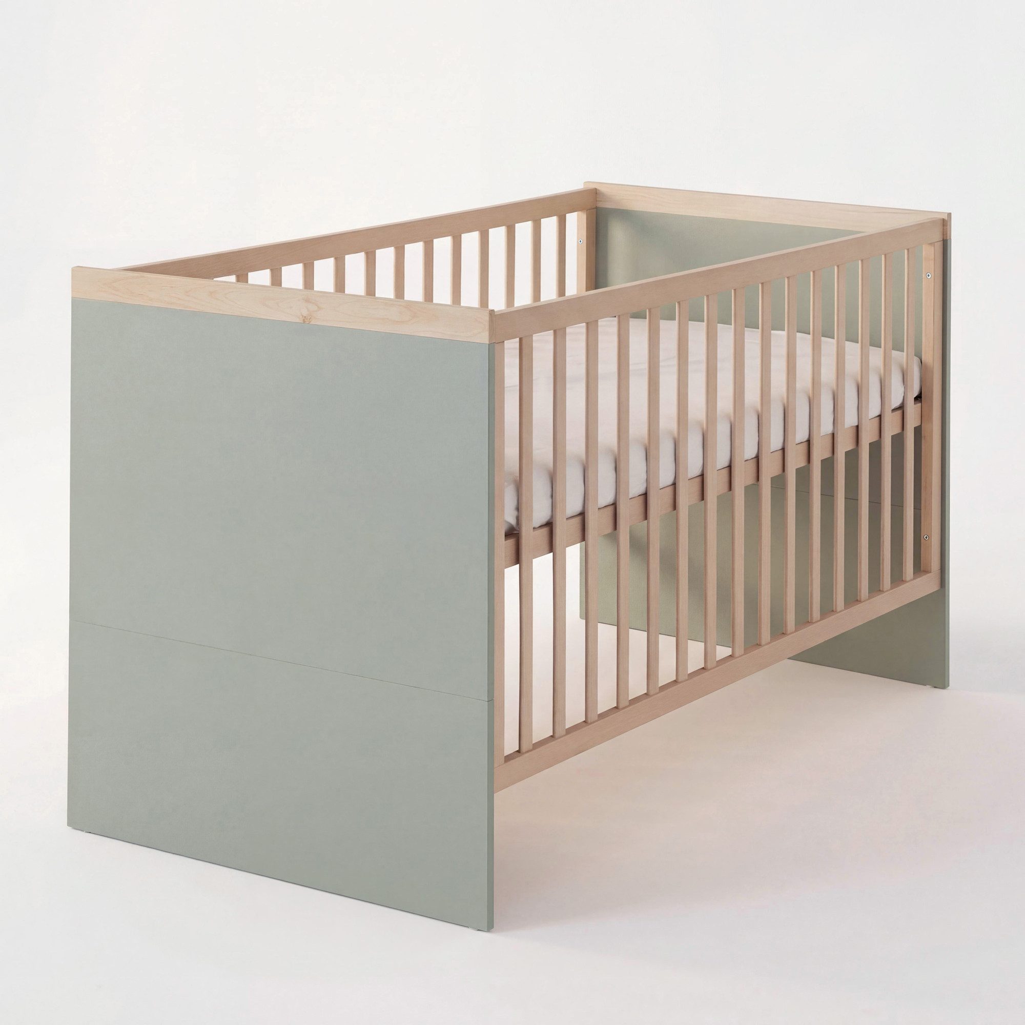 roba® Babybett Jimmy 70 x 140 cm Liegefläche - aus Holz - Made in Europe, Blauer Engel - 3- fach Höhenverstellbar - Umbaubar - 3 Schlupfsprossen