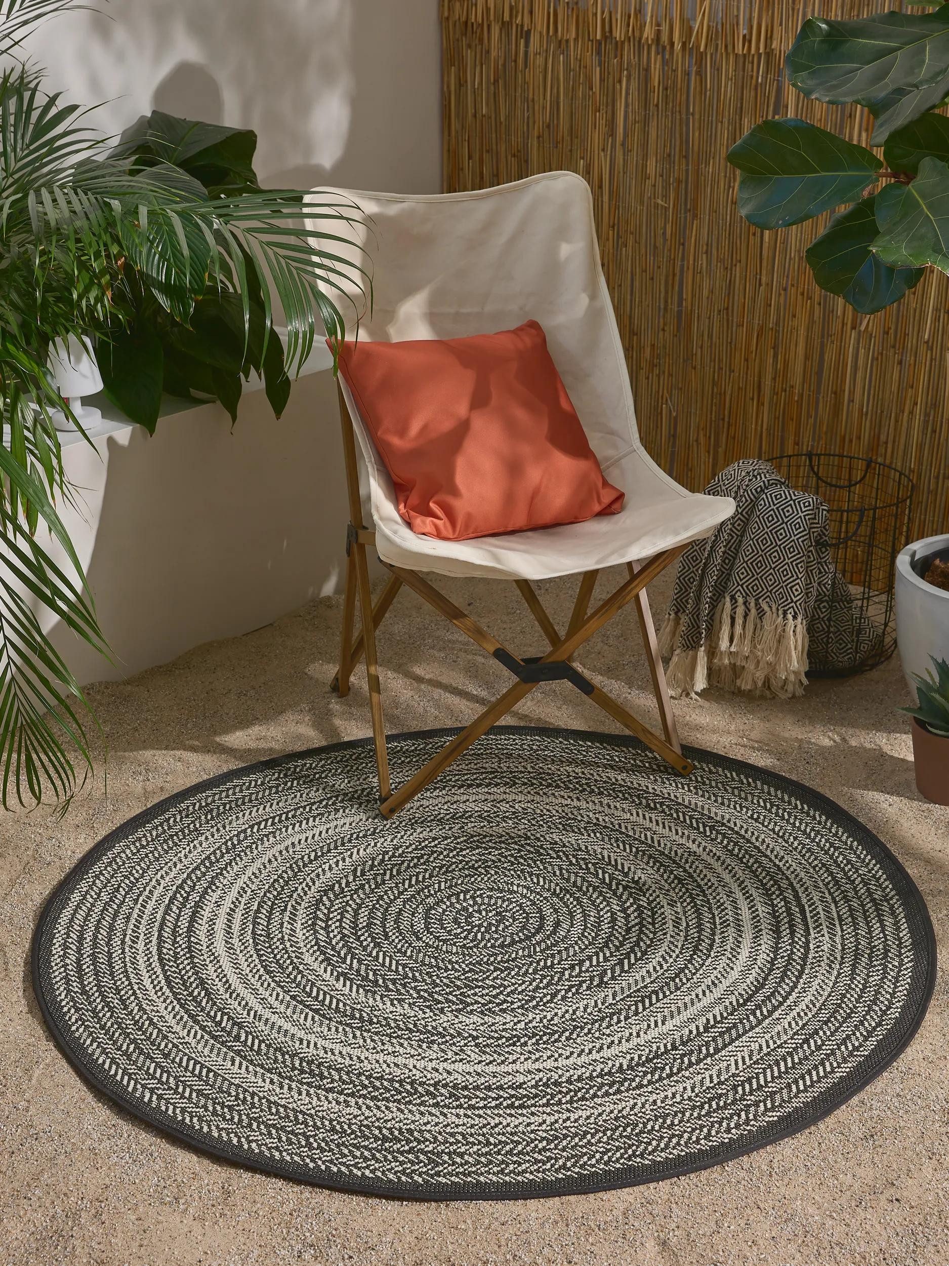 benuta Outdoorteppich Metro, rund, Höhe: 5 mm, In- & Outdoorteppich, Robust für Garten, Terrasse, Balkon, Küche