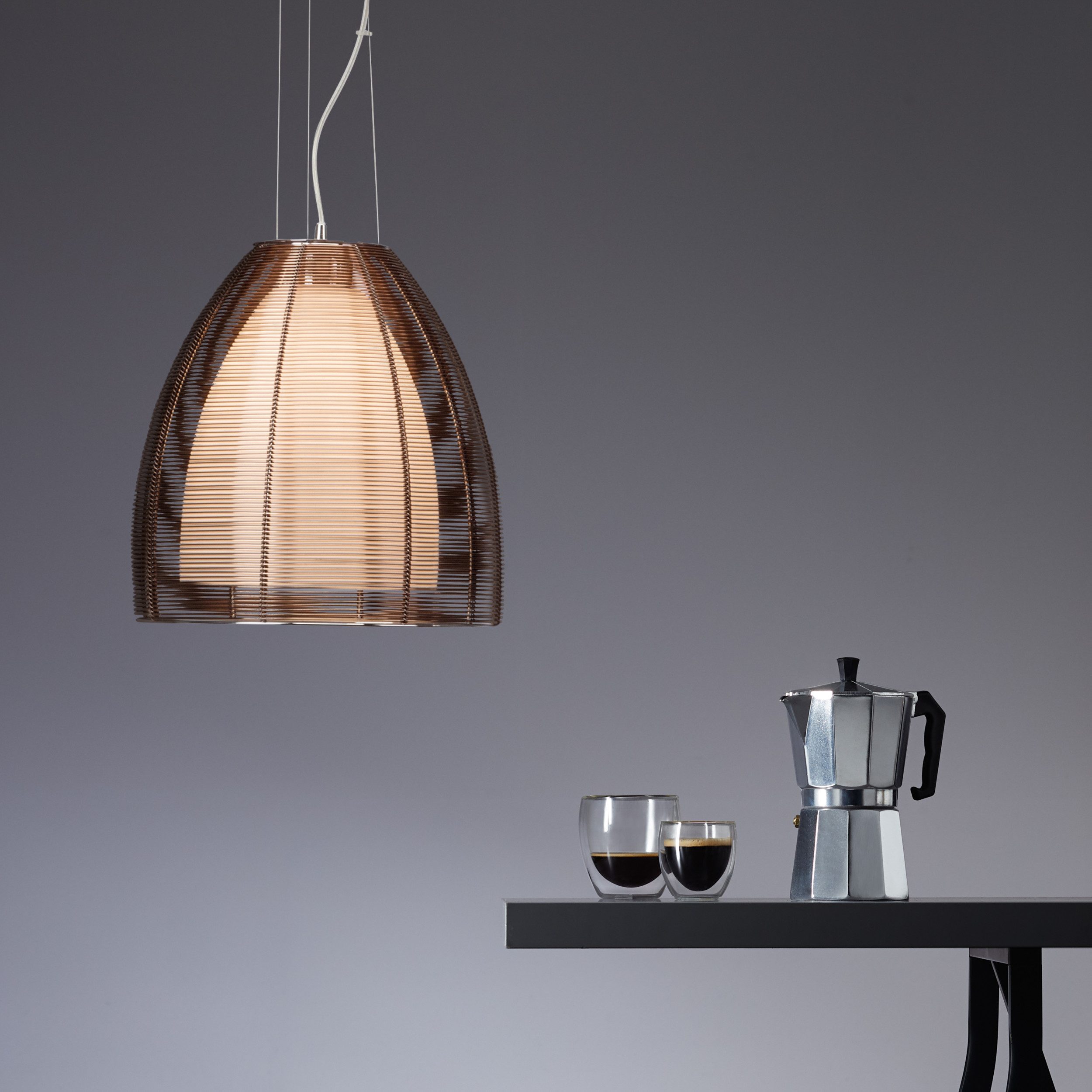 Lightbox Pendelleuchte, ohne Leuchtmittel, Hängelampe, kürzbar, 130 cm Höhe, Ø 29 cm, E27, max. 60 W, Bronze