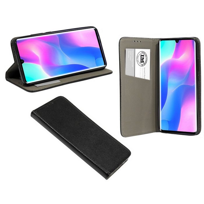 cofi1453 Handyhülle Hülle Tasche für Xiaomi Mi Note 10 Lite Kunstleder Schutzhülle Handy Wallet Case Cover mit Kartenfächern Standfunktion Schwarz
