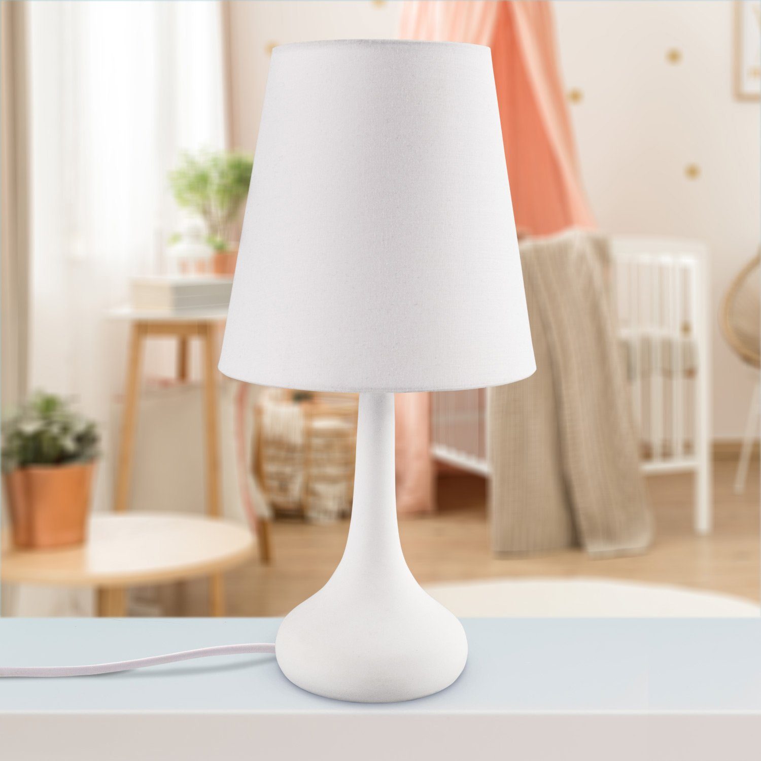 LED Paco Modern Tischleuchte weiß E14 Leuchtmittel, Kinderzimmer Wohnzimmer Für Home u. Lampe, ohne HELA, Tischleuchte