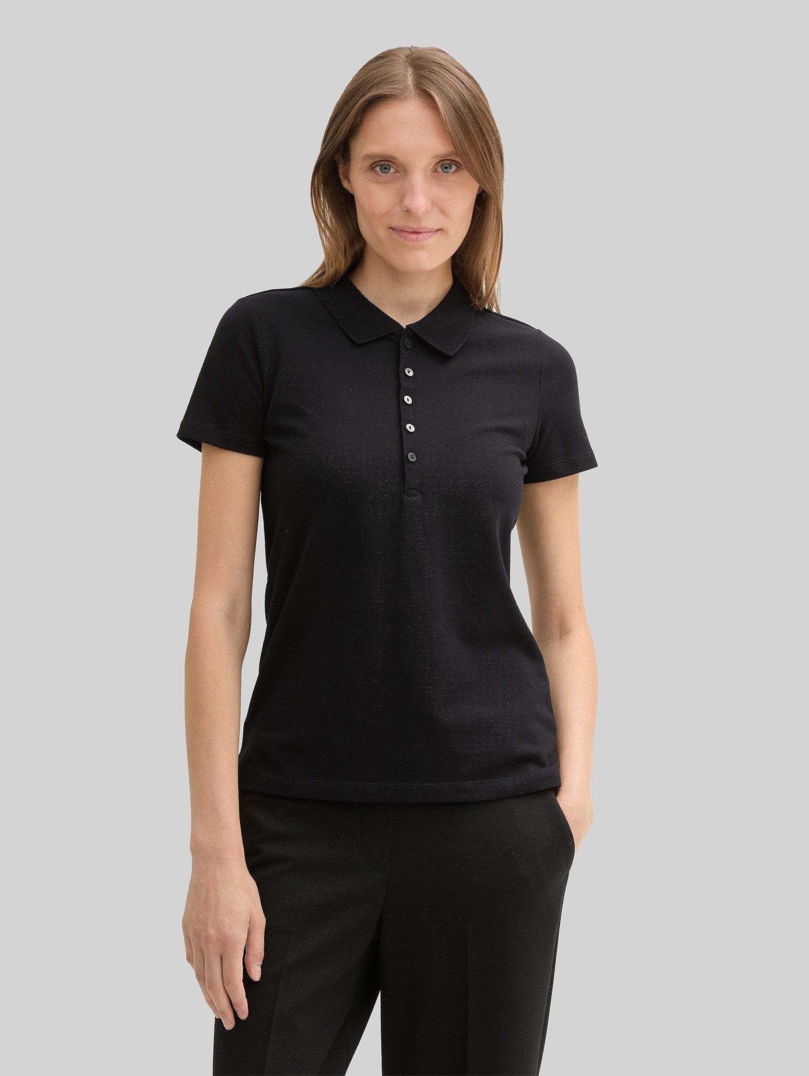 TOM TAILOR Poloshirt Poloshirts (im Einserpack) Poloshirt aus Stretch Piqué