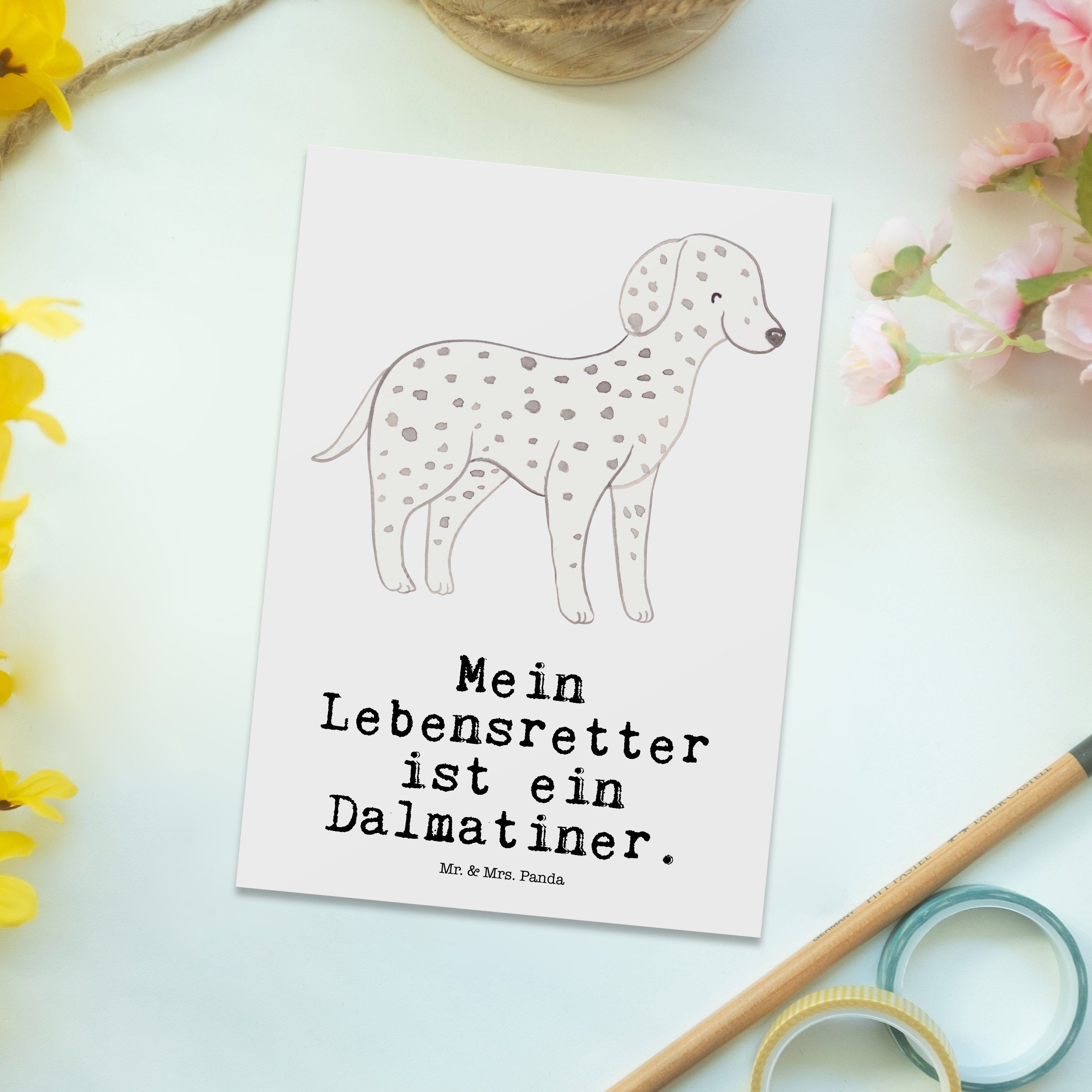 Geschenkkarte, Mr. Dalmatiner Postkarte Geschenk, & Mrs. Weiß Lebensretter Panda - Ansichtskar -