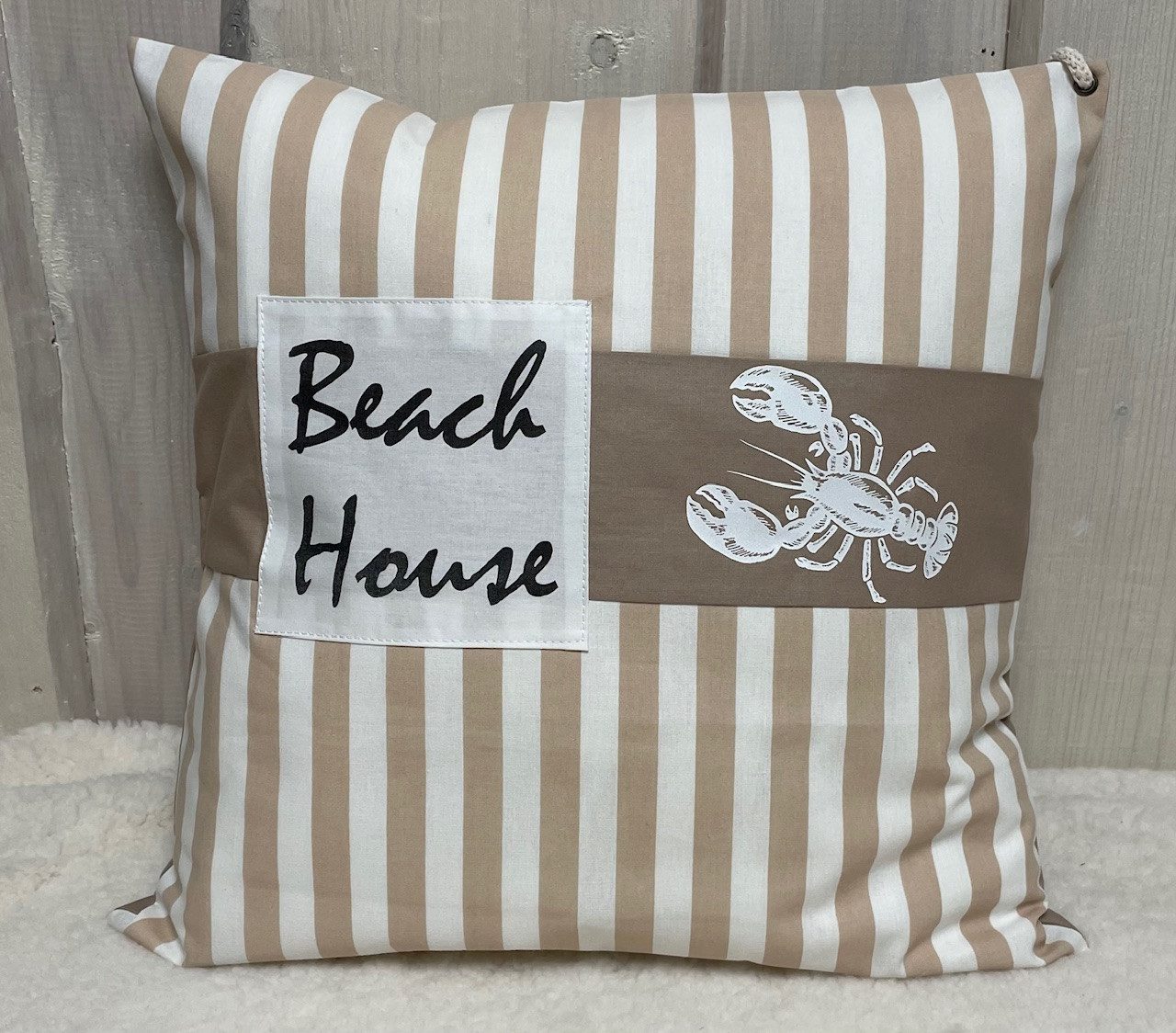 Ammerkind Dekokissen Maritime Kissenhülle, Beach House beige/weiß gestreift, Kissenhülle ohne Füllung