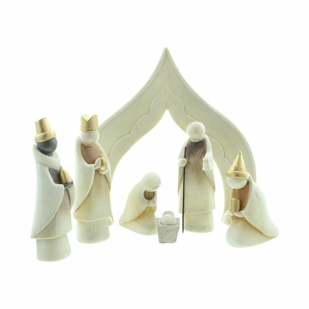 Weihnachtsfigur Krippe Abendland 7tlg Weihnachten Deko Xmas Stall Figuren Winter