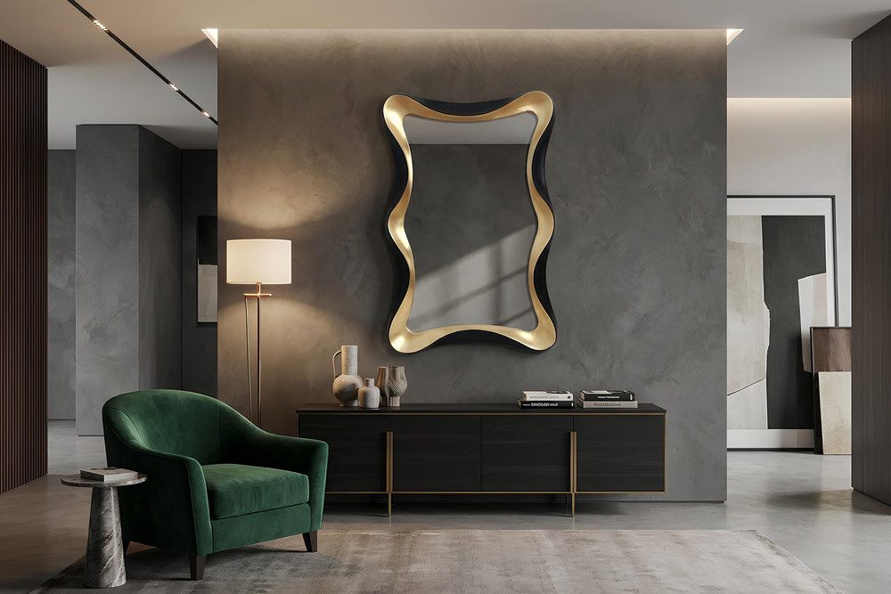 riess-ambiente Wandspiegel ALICE 120cm gold-schwarz – organische Form, variabel, Accessoire (Einzelartikel, 1-St), dekorativer Spiegel als Hingucker – ideal für Wohnzimmer und Flur