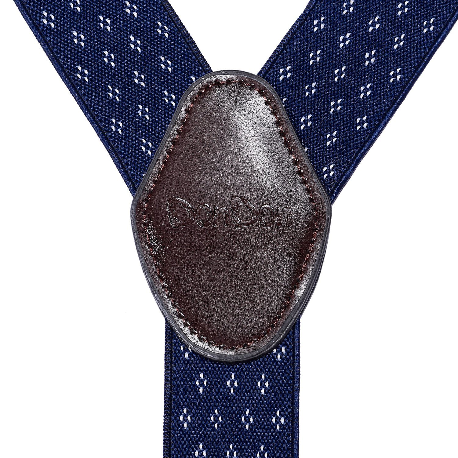 DonDon Hosenträger für Herren 3,5 cm breit 4 Clips mit braunem Leder längenverstellbar (1-St) Y-Form, verstellbar mit Clipverschluß, elastisch – Bild 4 von 5