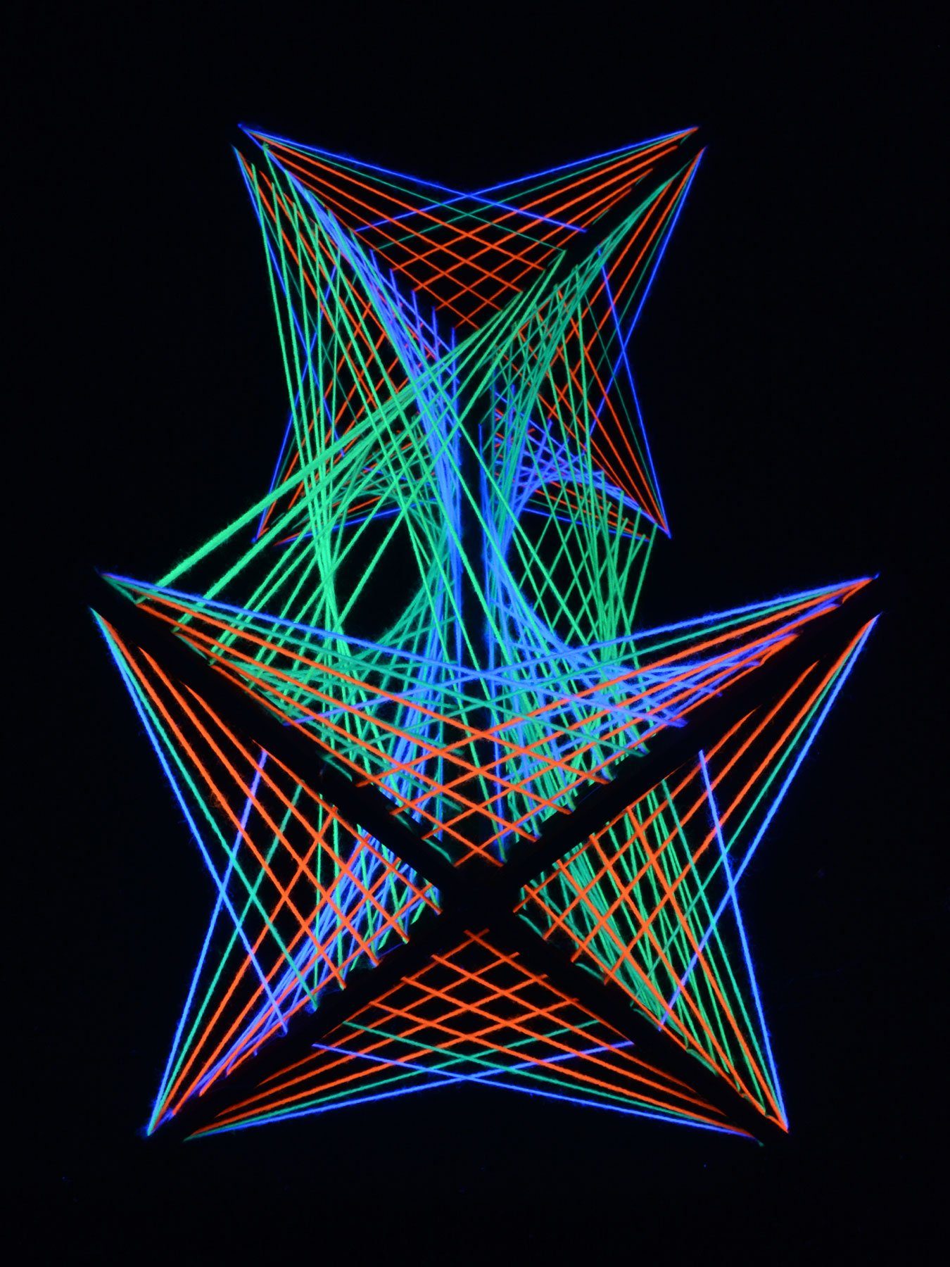 60cm, Fadendeko "Timelapse Schwarzlicht unter Cosmic Dekoobjekt StringArt Schwarzlicht UV-aktiv, leuchtet PSYWORK Star", 3D