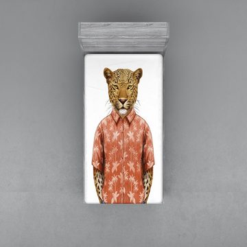 Spannbettlaken Soft Dekorativer Stoff Bettwäsche Rund-um Elastischer Gummizug, Abakuhaus, Leopard Tier in einem Sommer-Hemd