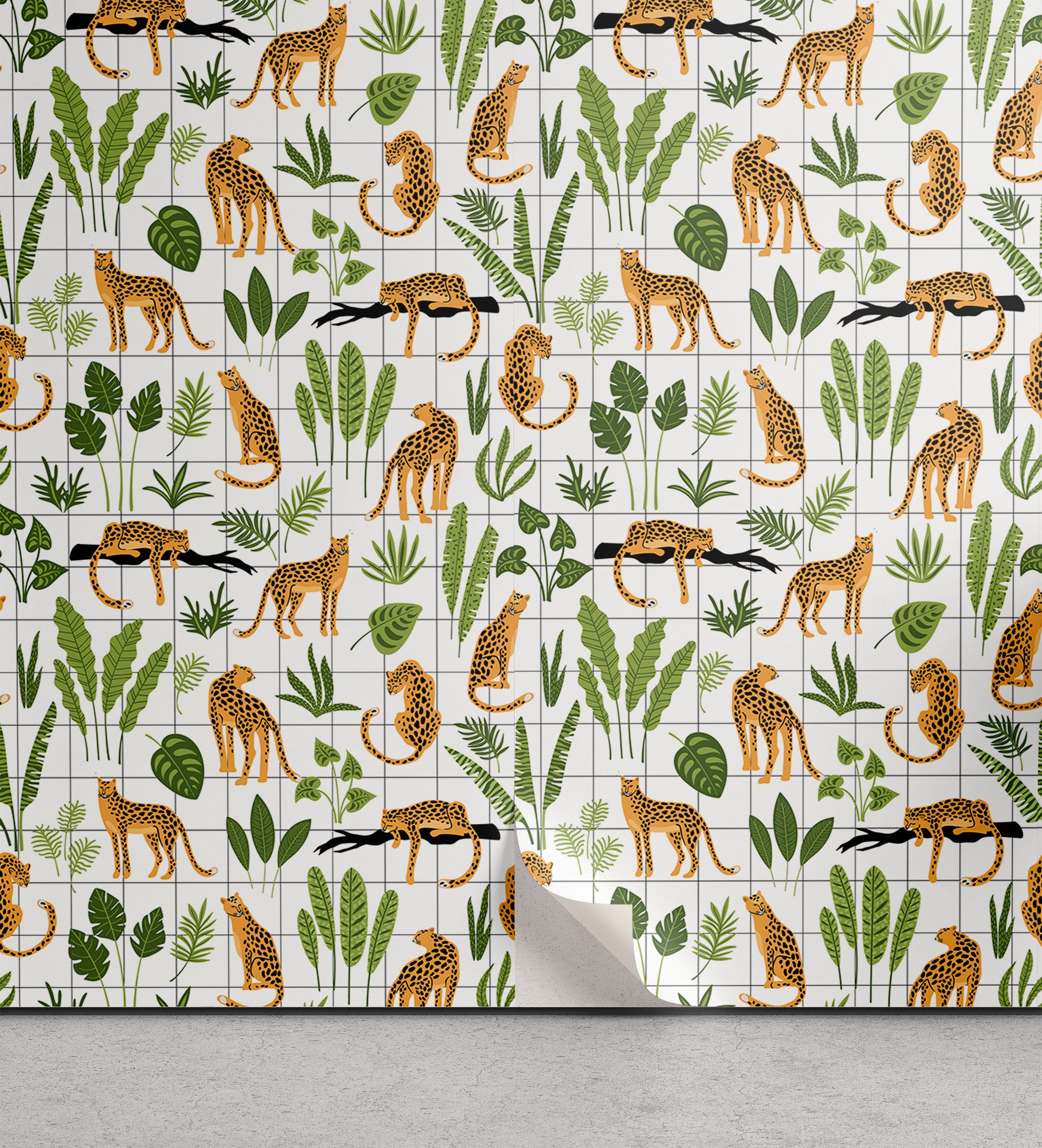 Blatt Abakuhaus Küchenakzent, Safari Wohnzimmer Vinyltapete selbstklebendes Wildnis Leopards