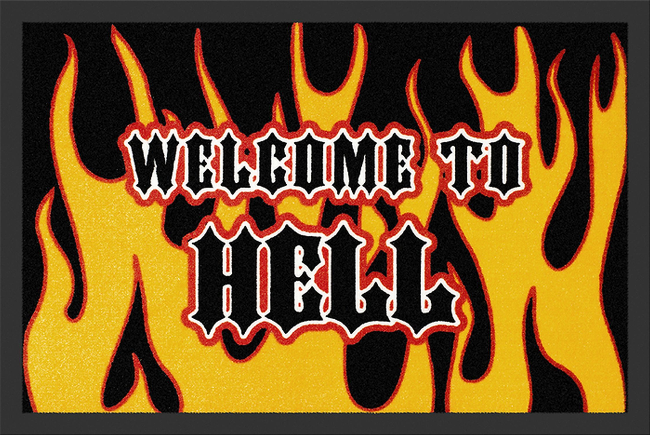 Rockbites Fußmatte Rockbites - Fußmatte Türmatte "Welcome To Hell" Schwarz Gelb Nr. 57