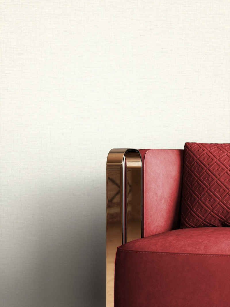 Newroom Vliestapete, Weiß Tapete Uni Einfarbig - Unitapete Modern Klassik Textil Struktur für Wohnzimmer Schlafzimmer Flur