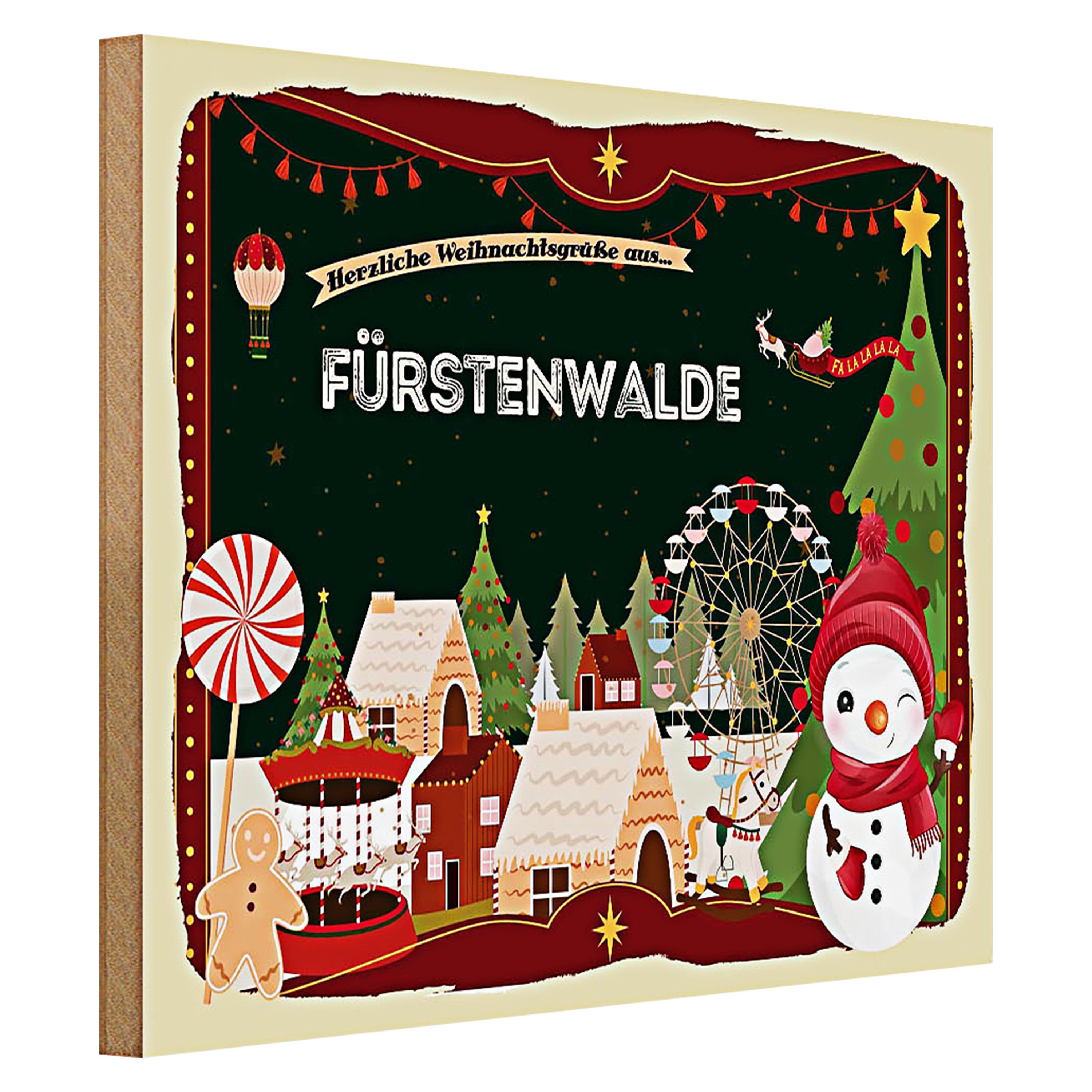 Roomando Holzbild Weihnachten Grüße FÜRSTENWALDE 40x30cm