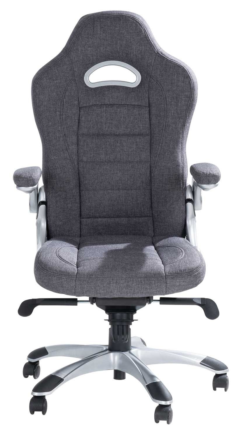 Home4You Chefsessel Grau, Webstoff, verstellbare Armlehnen, justierbare Wippfunktion