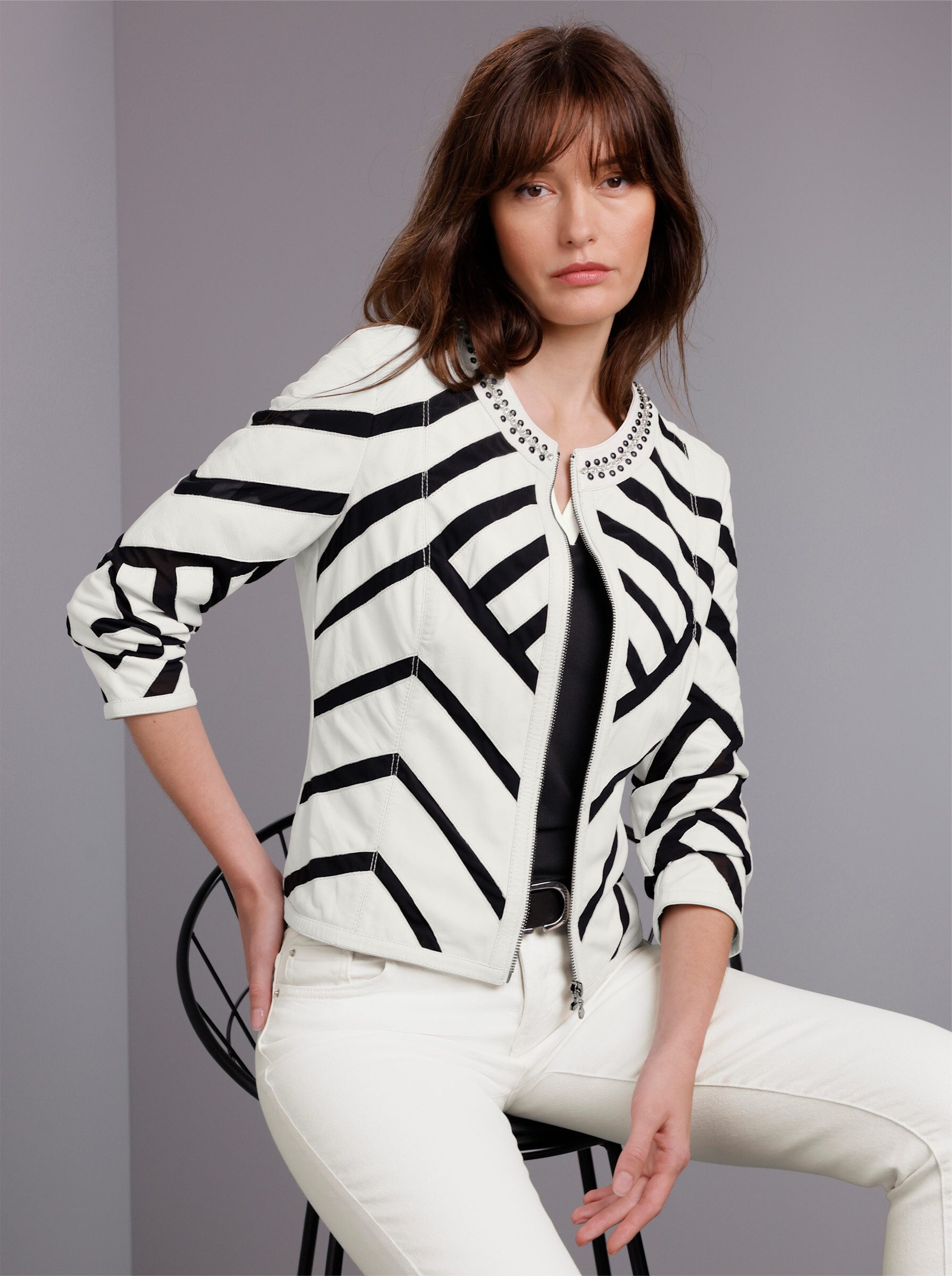 Mainpol Blusenblazer Lammnappa-Lederblazer Langarm günstig online kaufen
