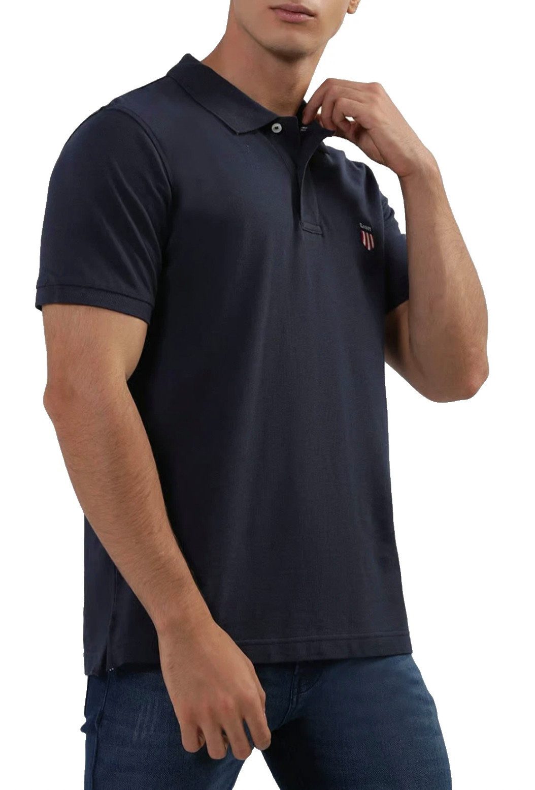 Gant Poloshirt Herren Retro Shield Pique Logo Regular Comfort Fit Retro Shield Logo Stickerei aus den 90ern