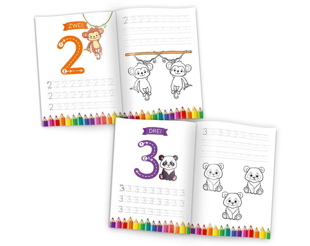 JUNAPACK Schulheft Vorschule Übungsheft Zahlen schreiben Lernen für Vorschulkinder, Vorschulheft Übungsheft zum Zahlen lernen für Kinder
