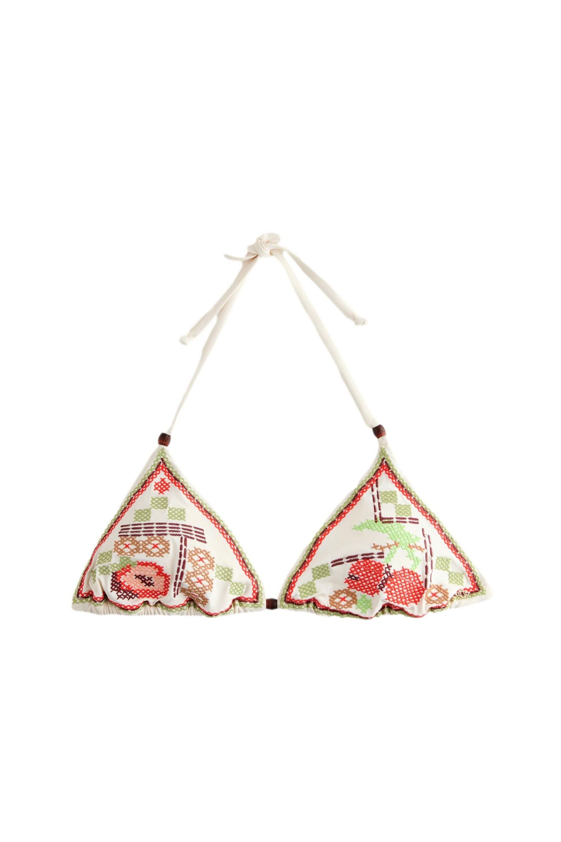 Triangel-Bikini-Top Triangel-Bikinioberteil mit Stickerei