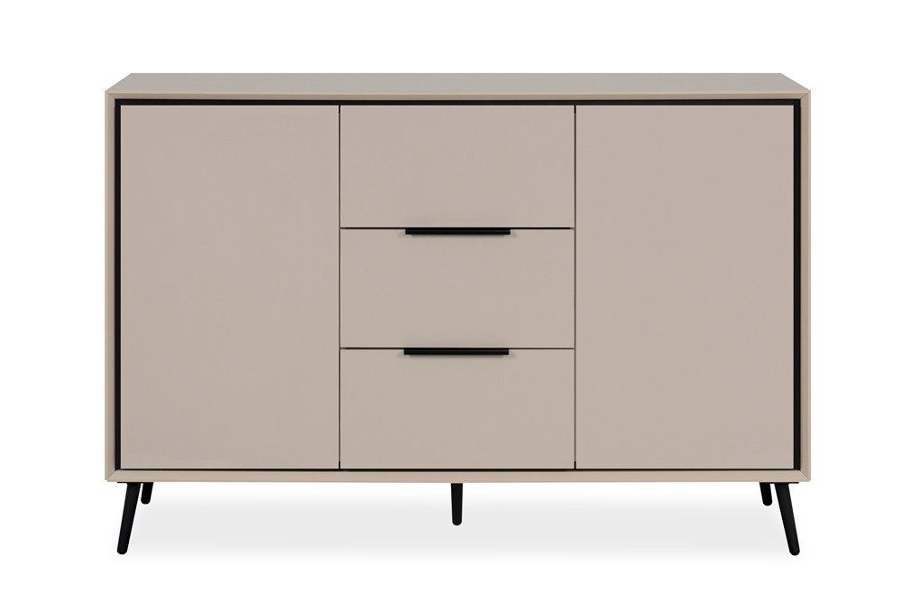 Sideboard Kommode Sideboard Arona mit Schubkästen, sand / schwarz