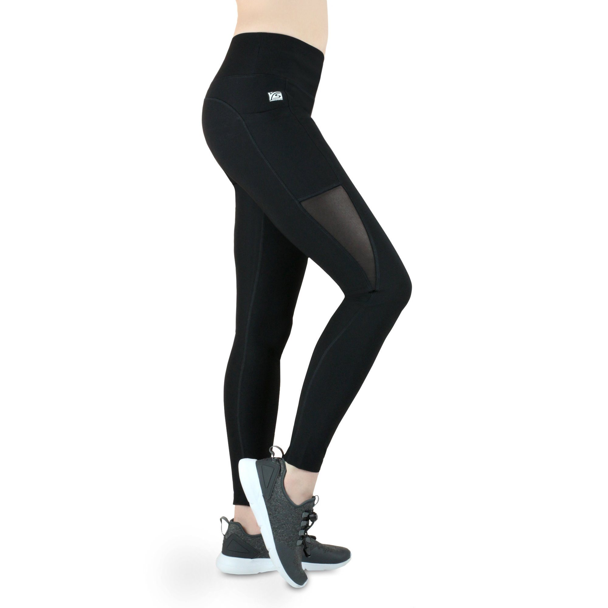 VS Variosports Highwaist Leggings Damen High Waist Sport Leggings lang, mit Handytasche & Mesh-Design Damen Sport Leggings lang, blickdicht, hoher Bund & 4-Wege-Stretch