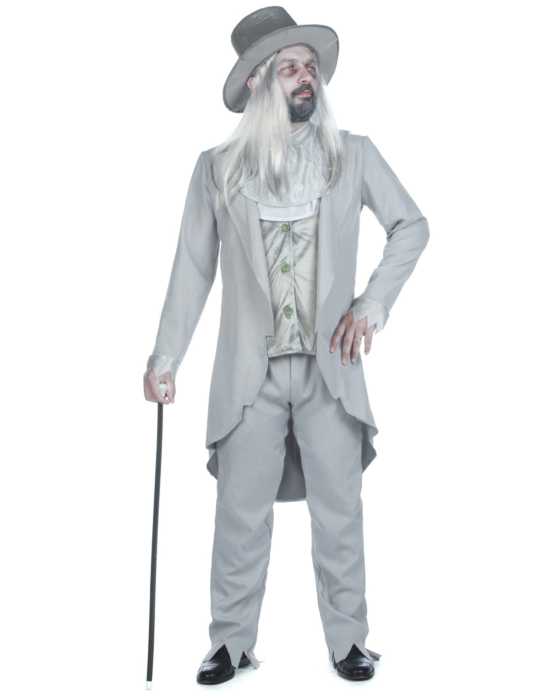 JADEO Kostüm Geister-Bräutigamkostüm für Herren Halloween-Kostüm hellgrau