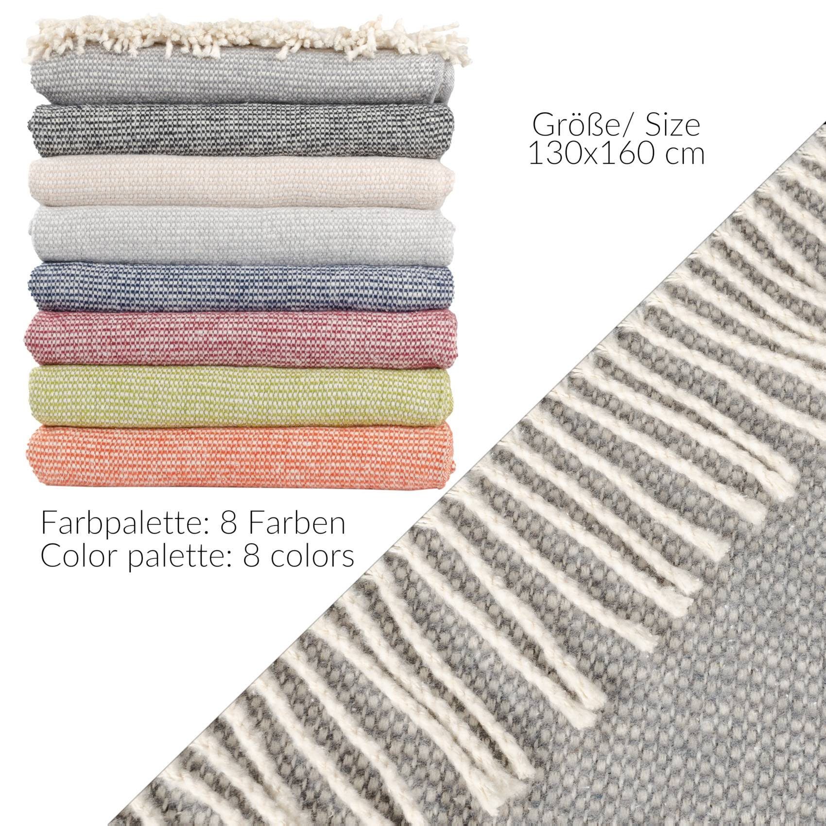 Plaid Emma Kuscheldecke Tagesdecke hochwertige Reisedecke Wohndecke, ANRO, Wendedecke kuschelig-weich 130x160cm Grau