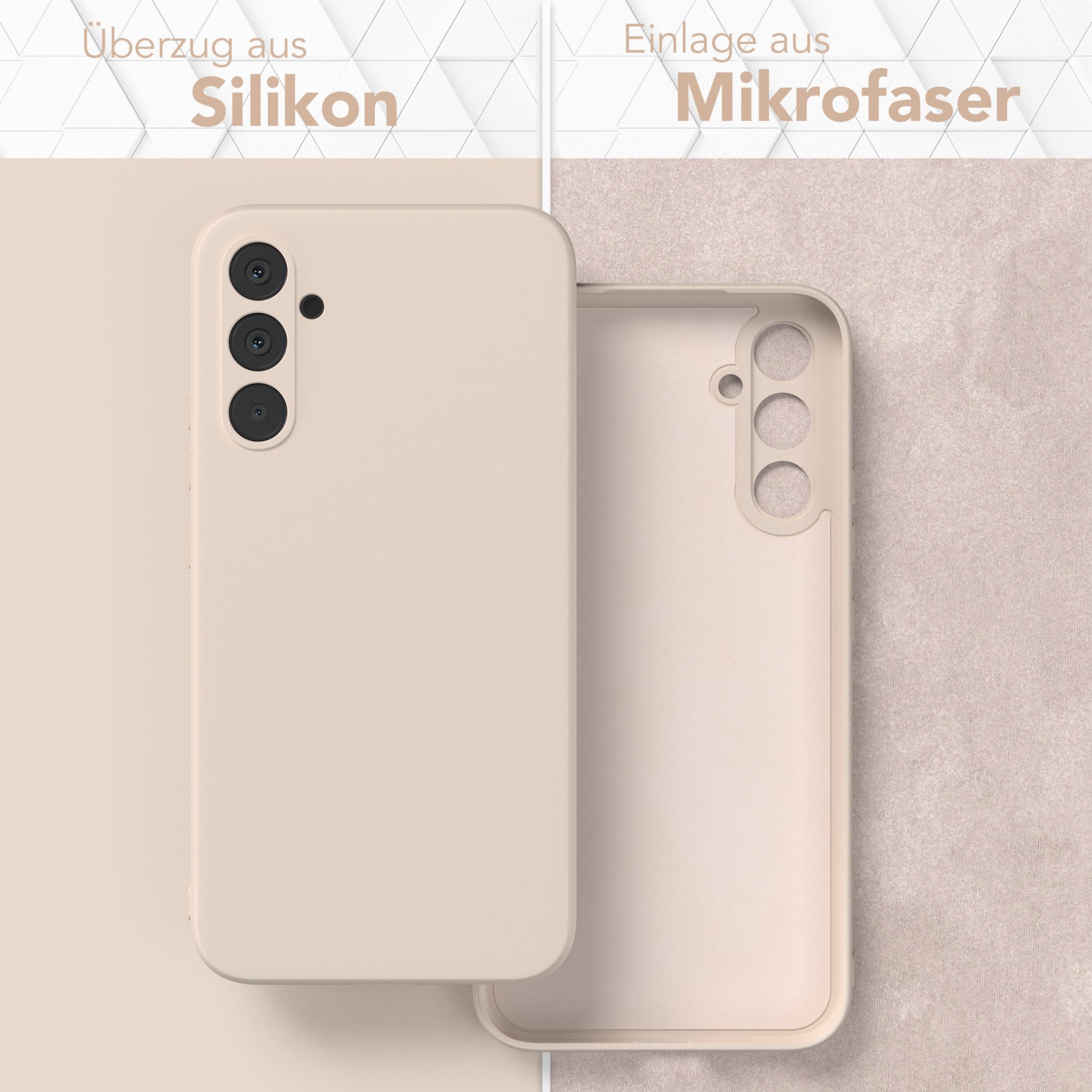 EAZY CASE Handyhülle für Samsung Galaxy A34 Hülle Silikon 6,6 Zoll, Bumper Case Matt Slimcover Silikonschutzhülle elastisch Taupe / Beige