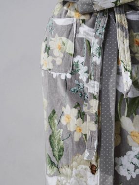 Essenza Damenbademantel Perri Rosalee, Langform, Baumwolle, Kapuze, Gürtel, mit Blumenprint