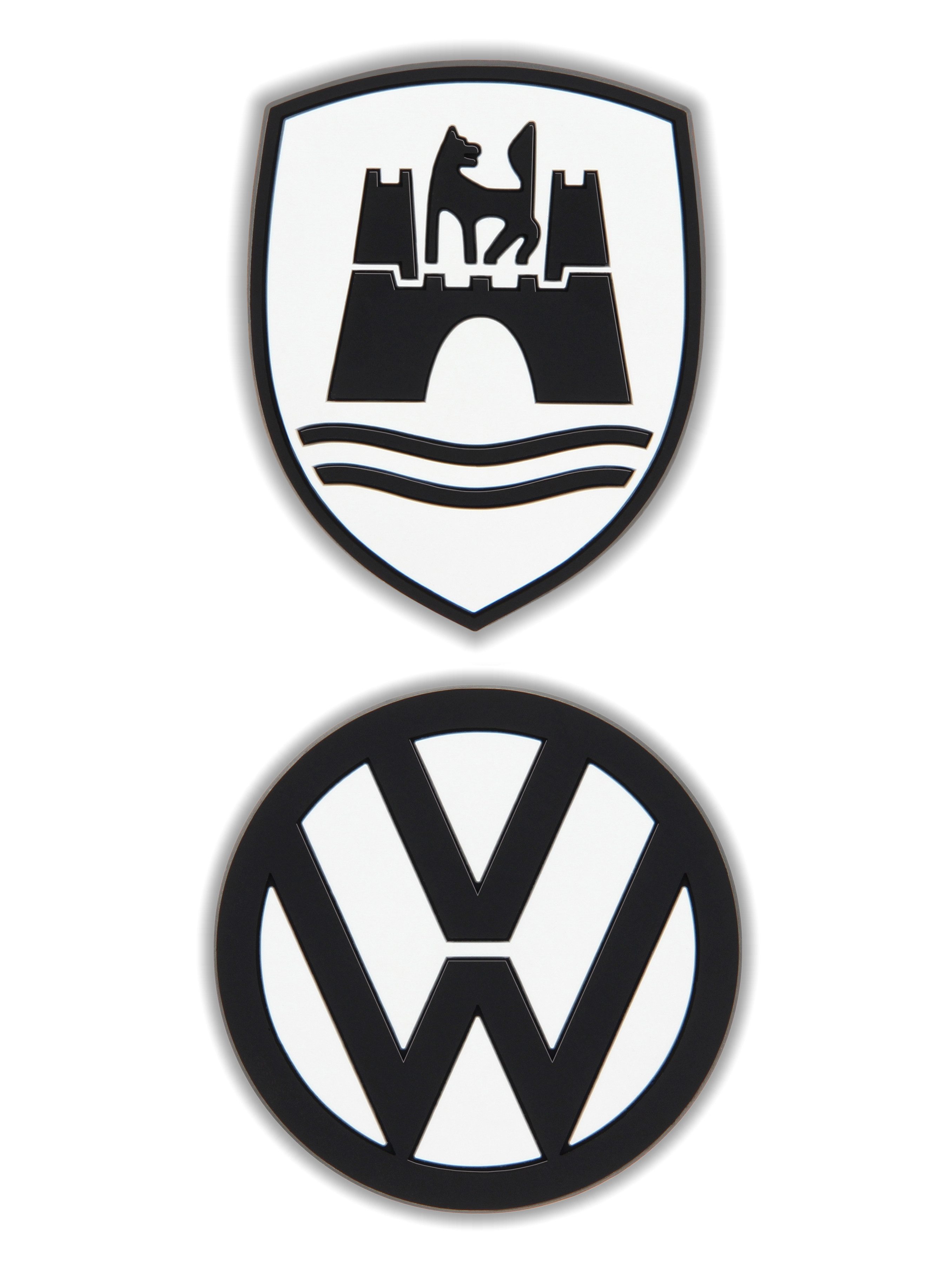 VW Collection by BRISA Magnet Volkswagen Softmagnet mit VW Logo & Wolfsburg Wappen im 2er Set (2 Magnete 1x VW Logo & 1x Wolfsburg Wappen)