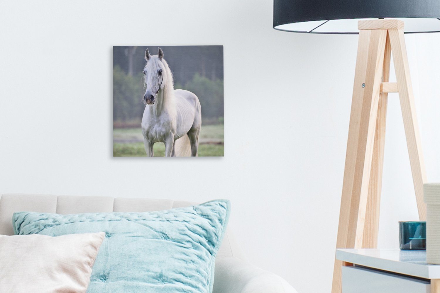 OneMillionCanvasses® Leinwandbild Pferd Leinwand - St), für - Morgen, Schlafzimmer Wohnzimmer Licht (1 Bilder