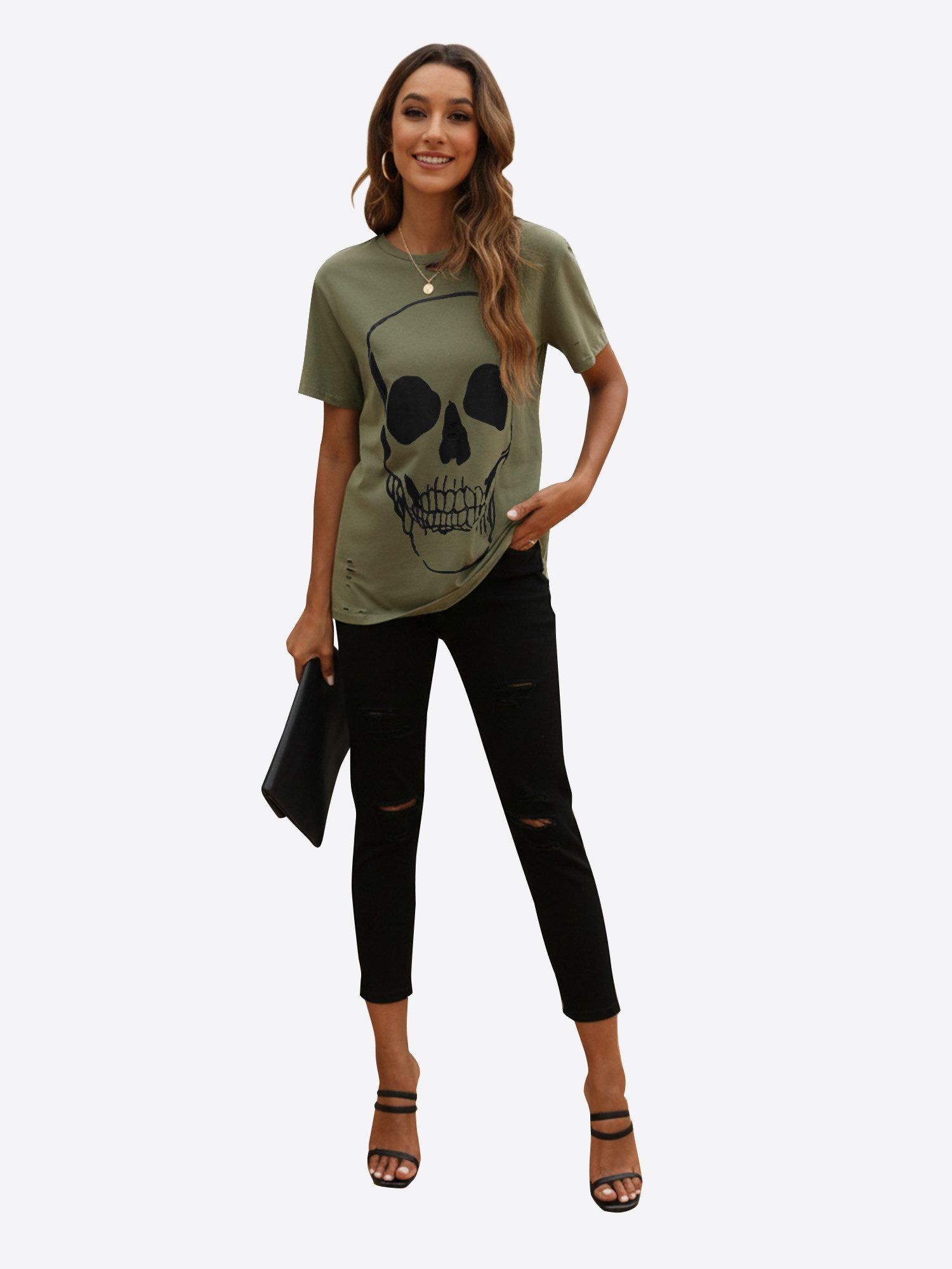 Imily Bela T-Shirt Damen Locker Sitzendes Freizeittop (Packung, 1-tlg., 1per-Pack) mit Rundhalsausschnitt – Bild 4 von 5