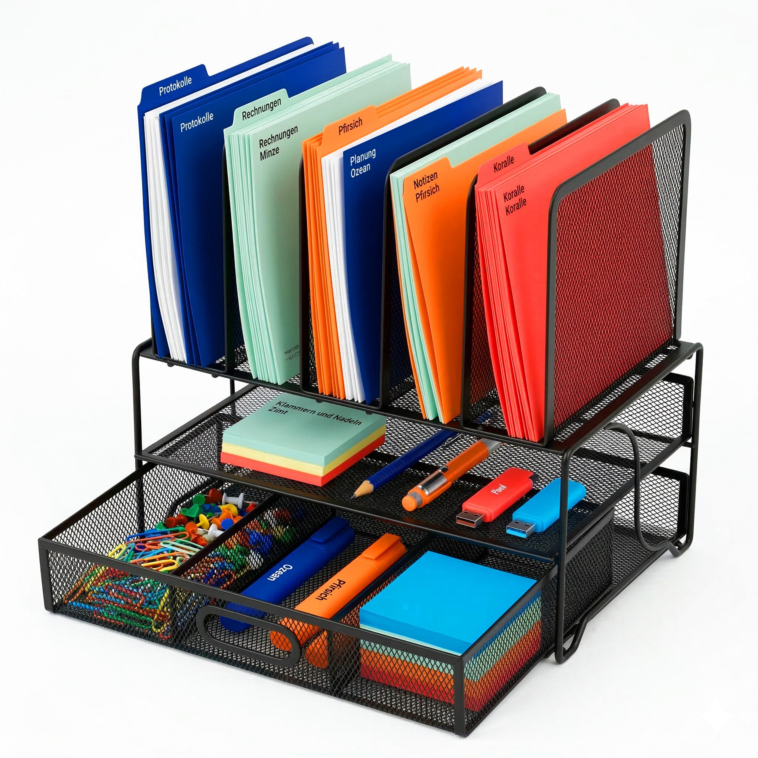 relaxdays Organizer Schreibtisch Organizer Schublade Ablagen (1 St), schwarz