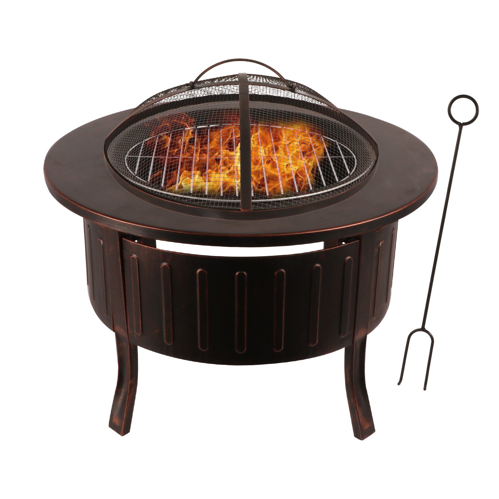 Feuerschale 3 in1 Feuerschalenfür,mit Funkenschutz Grillrost