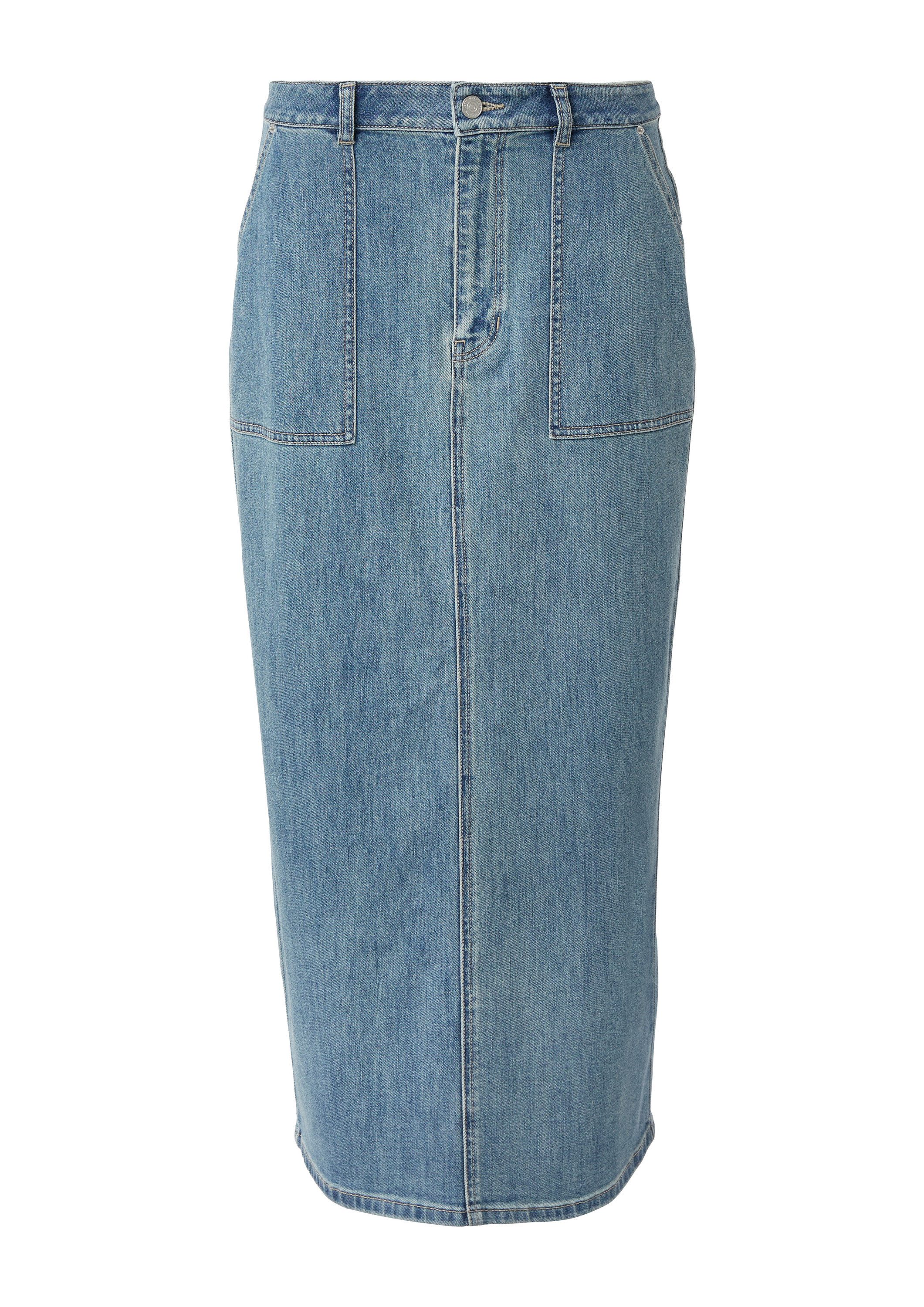 comma Midirock Rock Langer Denimrock mit Gehschlitz
