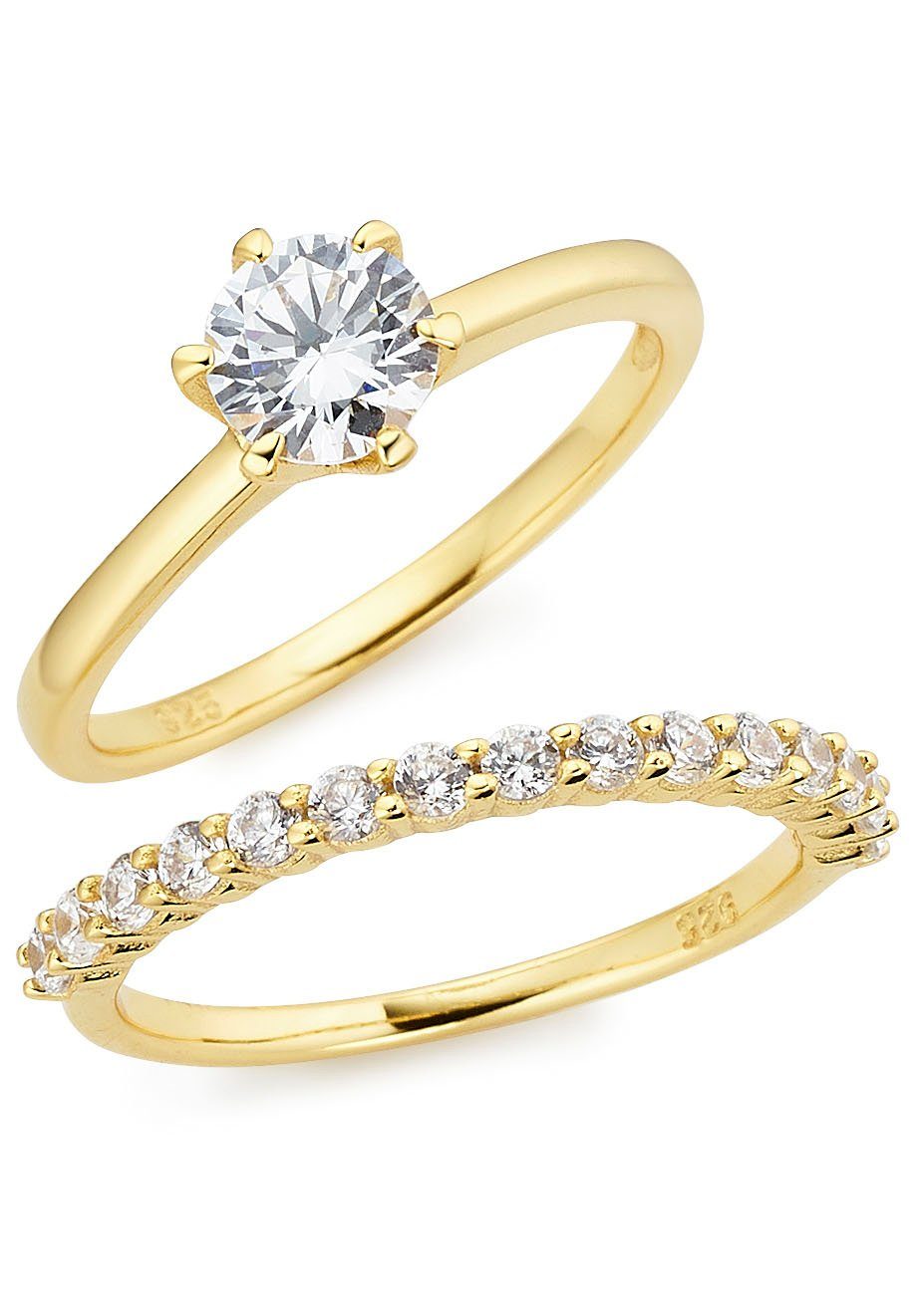 Firetti Fingerring Multipack Schmuck Geschenk Silber 925 2 Silberringe (Set, 2-tlg), mit Zirkonia (synth)