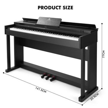 MUSTAR Digitalpiano E-Piano mit Hammermechanik,88 Tasten, 3 Pedale, Dual Kontrollsystem,USB/MIDI