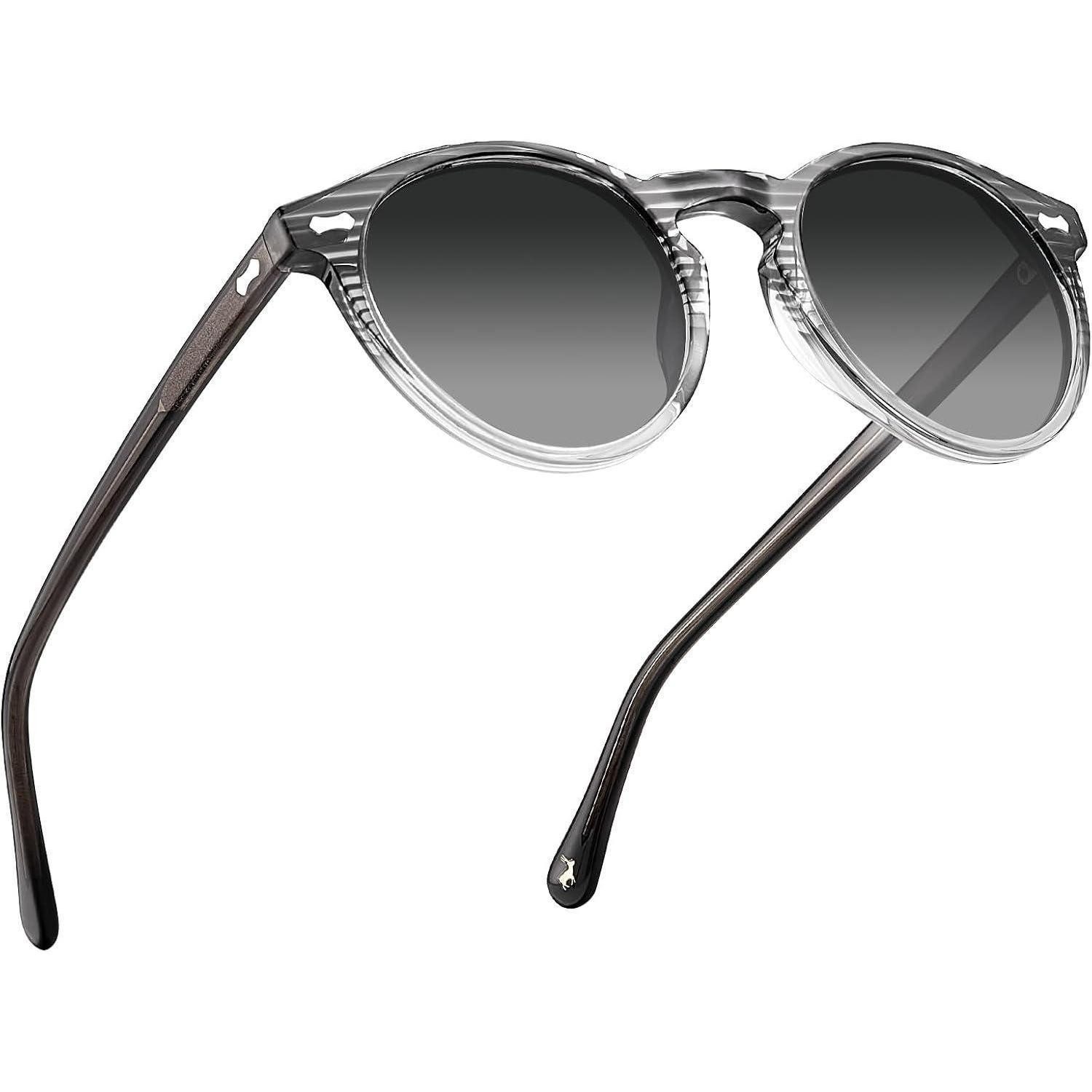 LuxusKollektion Retrosonnenbrille Sonnenbrille Herren Polarisiert Retro Acetat H14-zebras; Graue Linsen