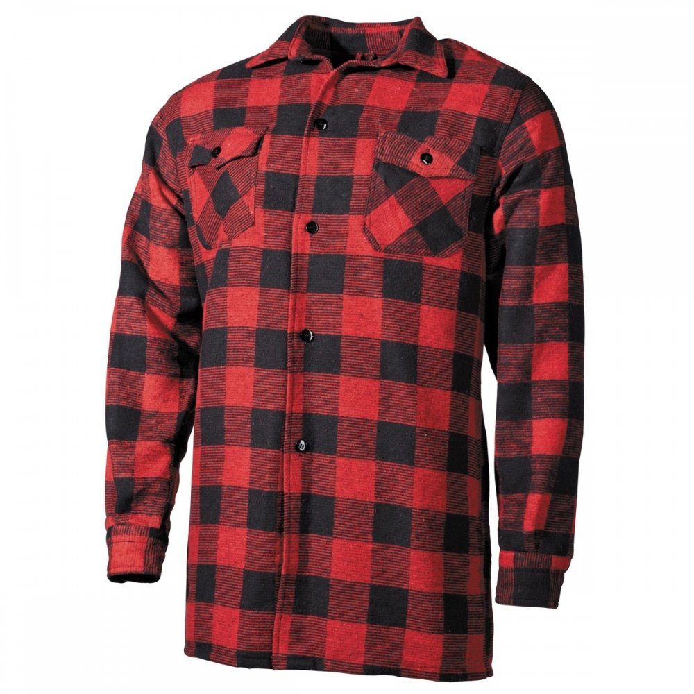 FoxOutdoor Flanellhemd Holzfällerhemd, rot/schwarz, kariert - XL